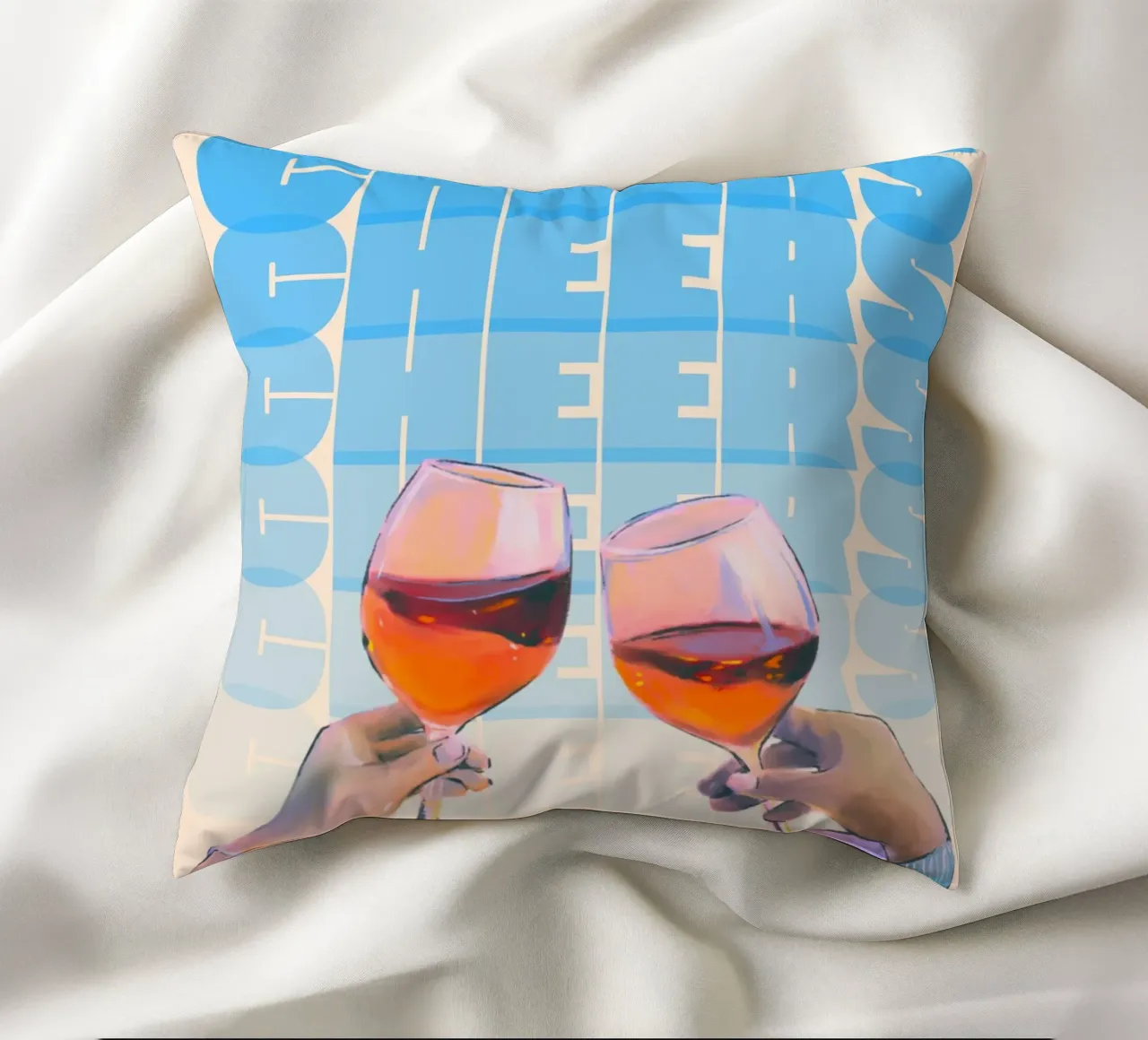 "Cheers" Toast Art Print by Aperol Spritz, Pop Art & Trendy decorative cushion by NorwesClub