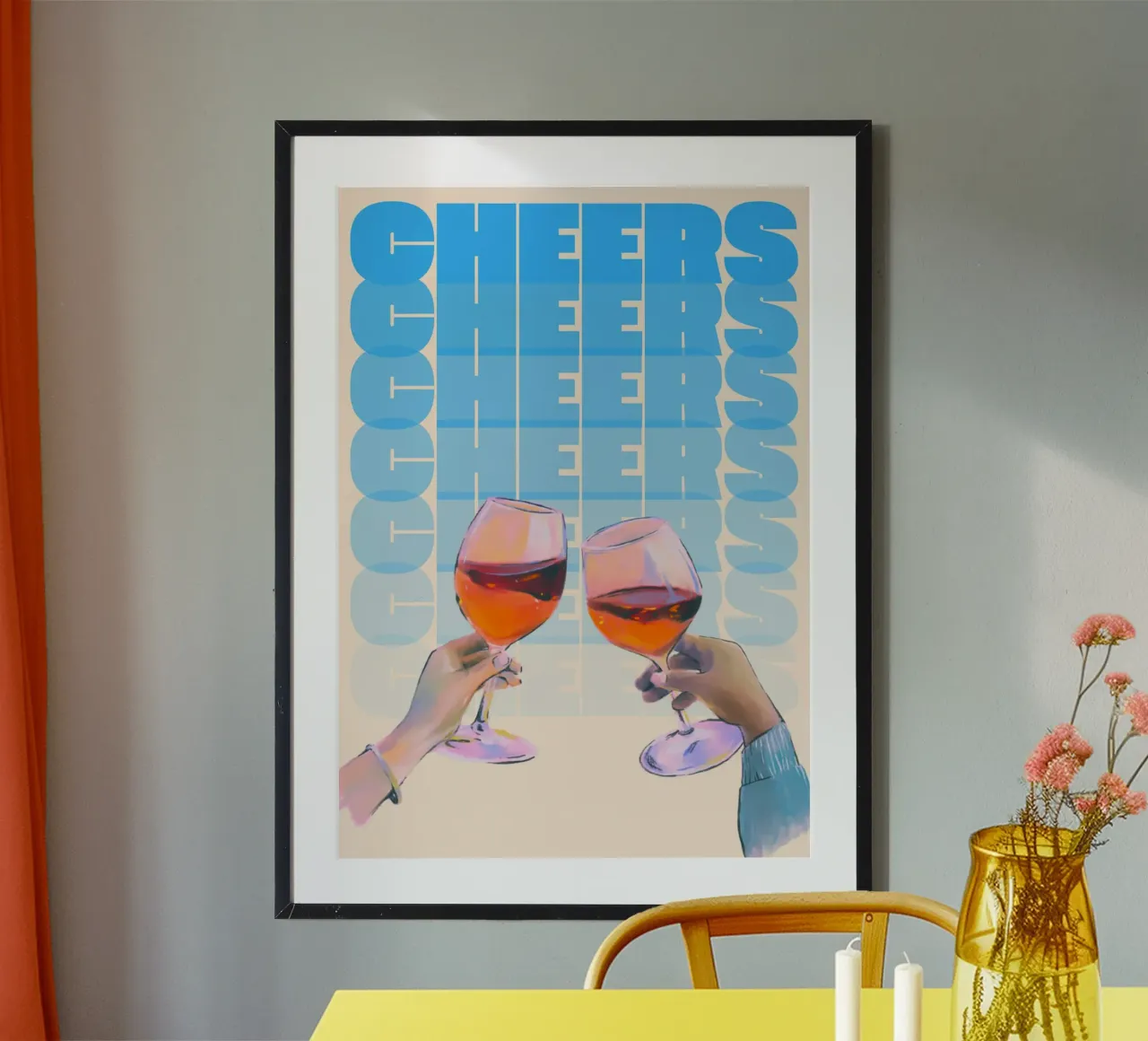 "Cheers" Toast Art Print by Aperol Spritz, Pop Art & Trendy poster by NorwesClub