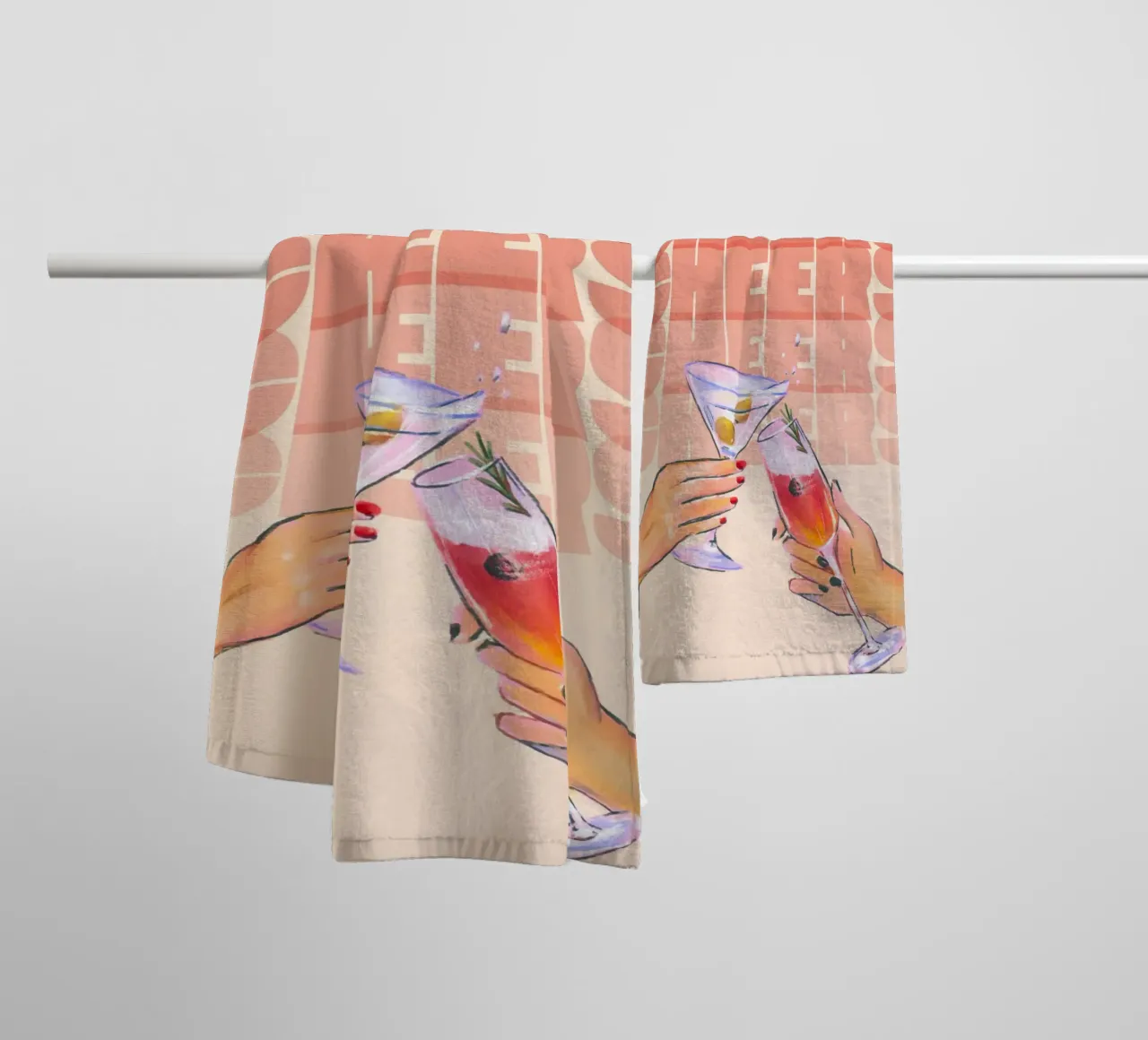 "Cheers" Martini & Cocktail Print by Aperol, Pop Art & Trend towel by NorwesClub