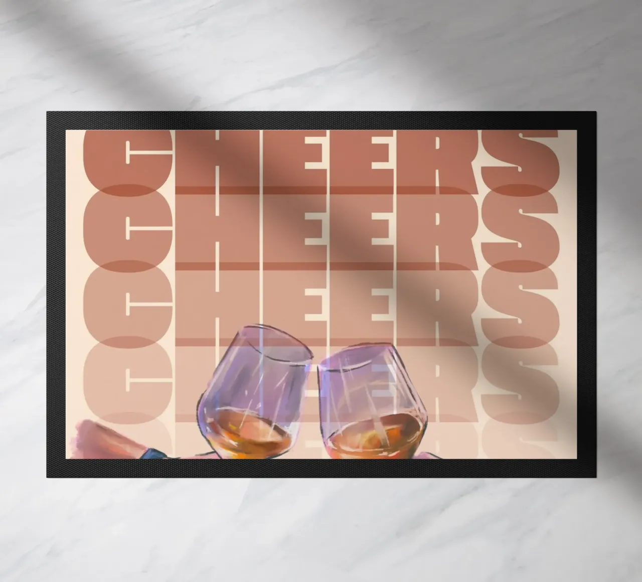 "Cheers" Wine Toast Art Print by Aperol Spritz, Pop Art doormat by NorwesClub