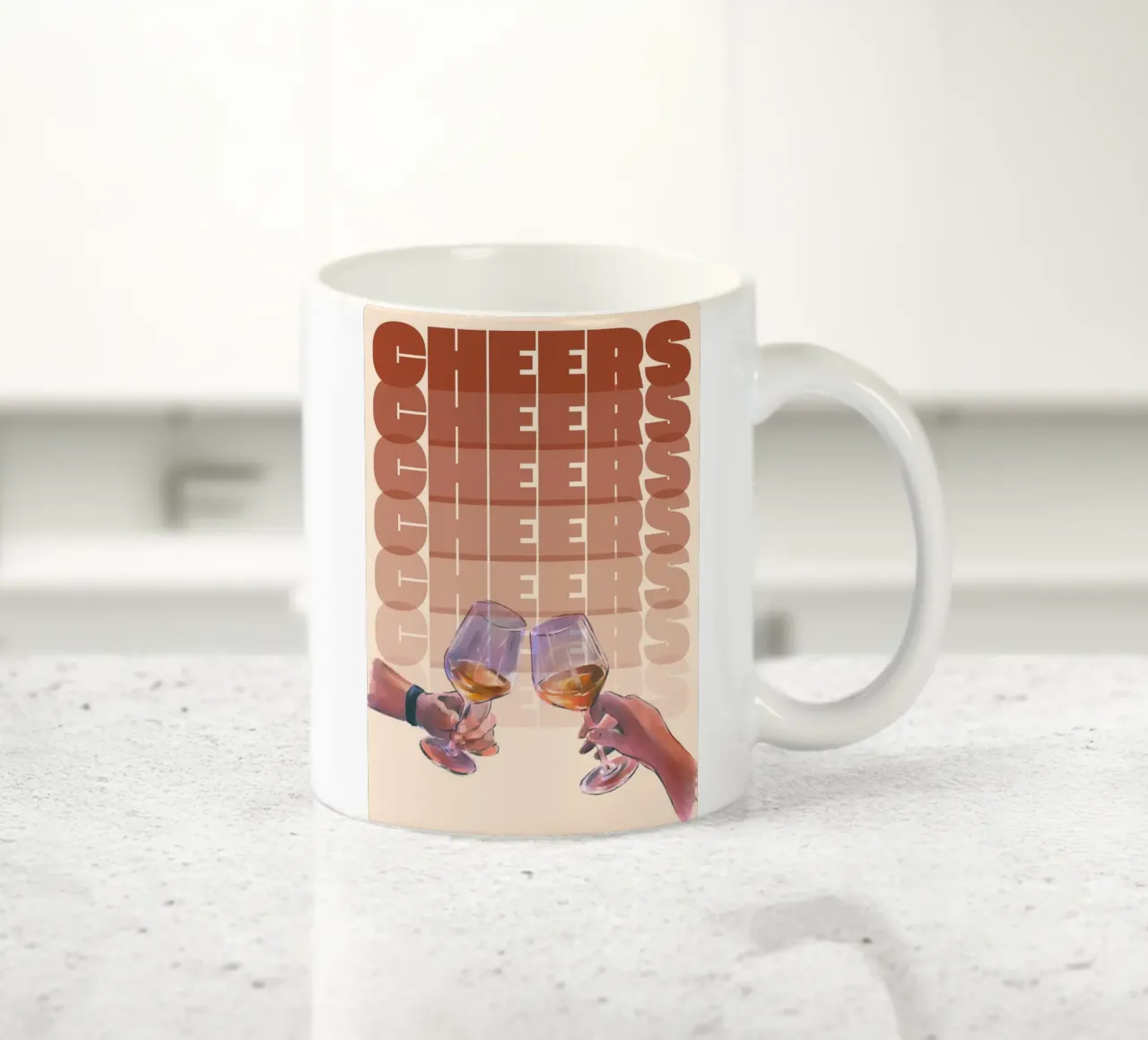 "Cheers" Wine Toast Art Print by Aperol Spritz, Pop Art ceramic mug by NorwesClub