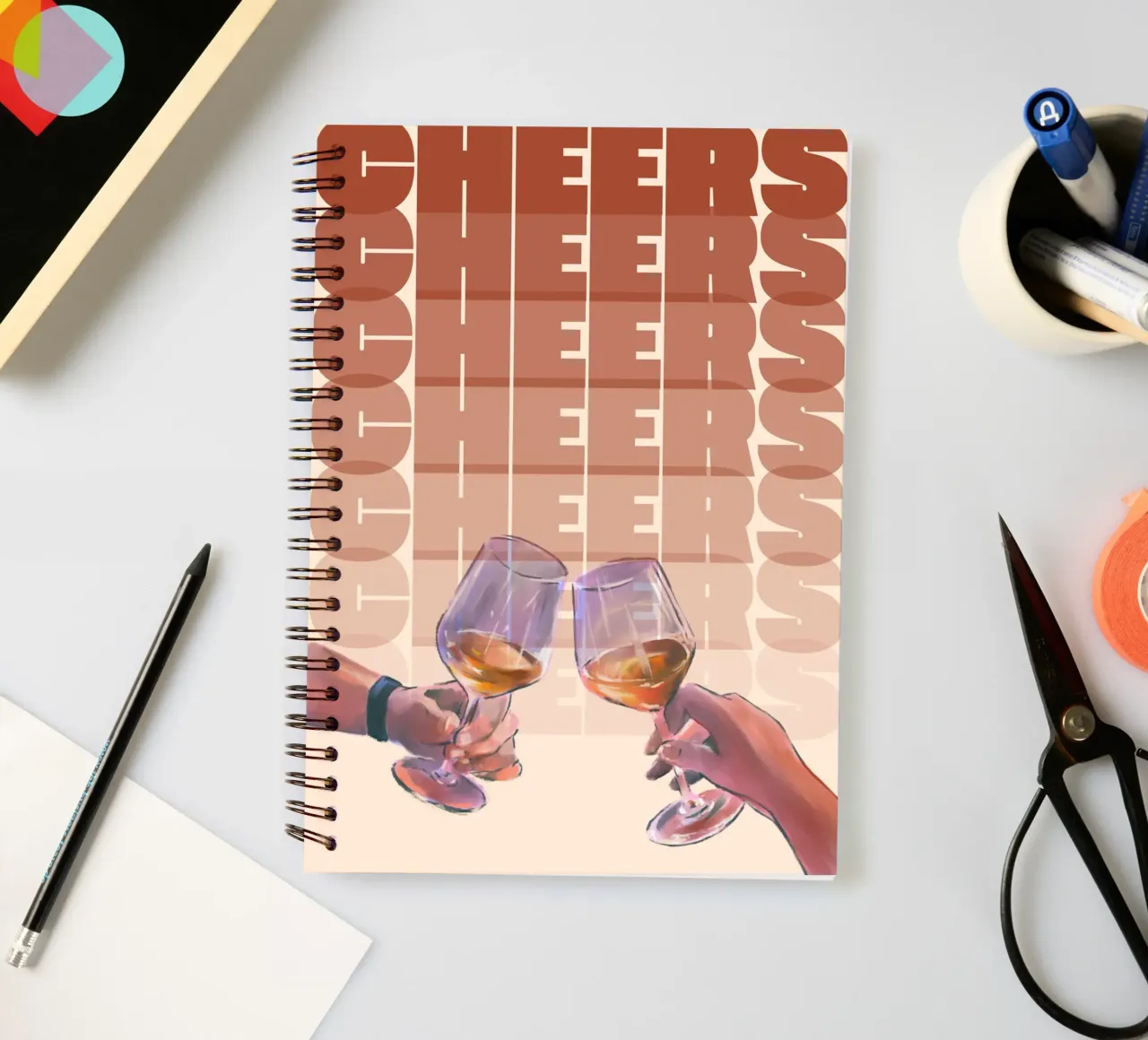 "Cheers" Wine Toast Art Print by Aperol Spritz, Pop Art spiral notebook by NorwesClub
