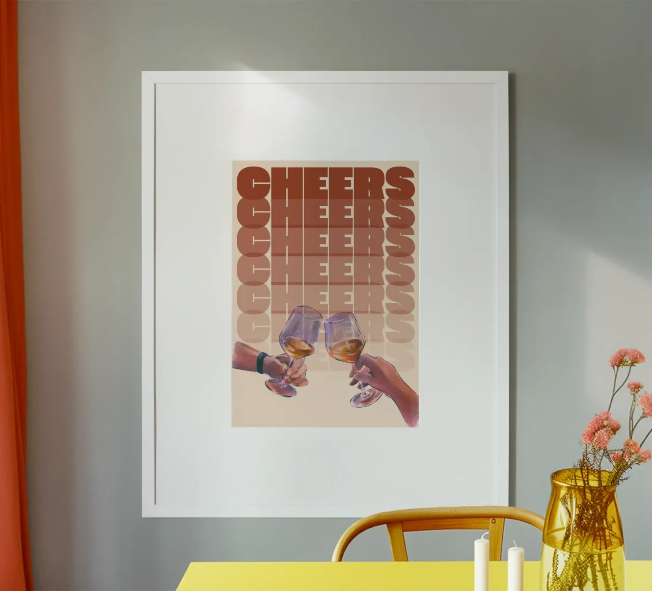 "Cheers" Wine Toast Art Print by Aperol Spritz, Pop Art poster by NorwesClub