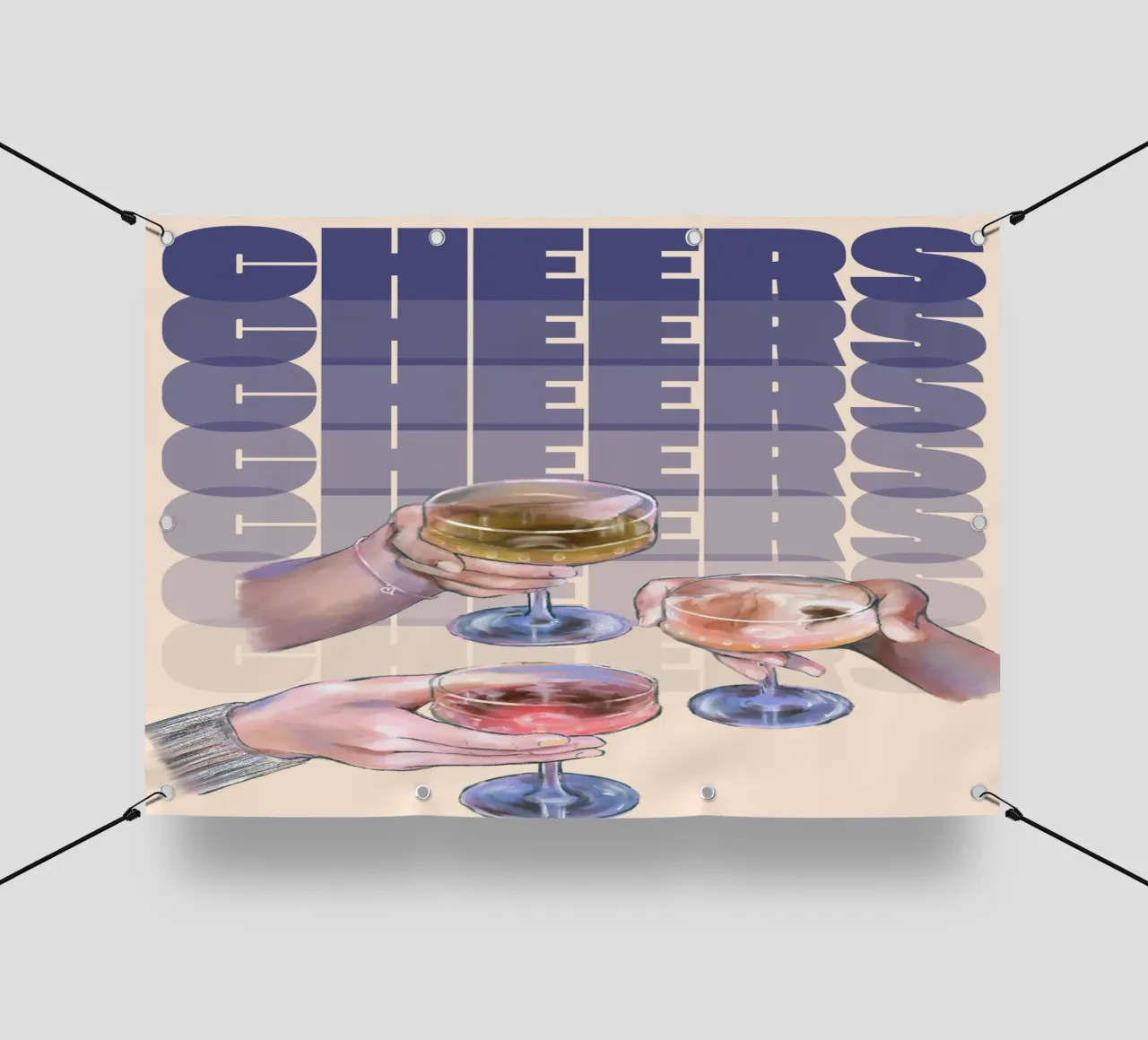 Trio di bicchieri "Cheers" di Aperol, Pop Art telo in pvc da NorwesClub