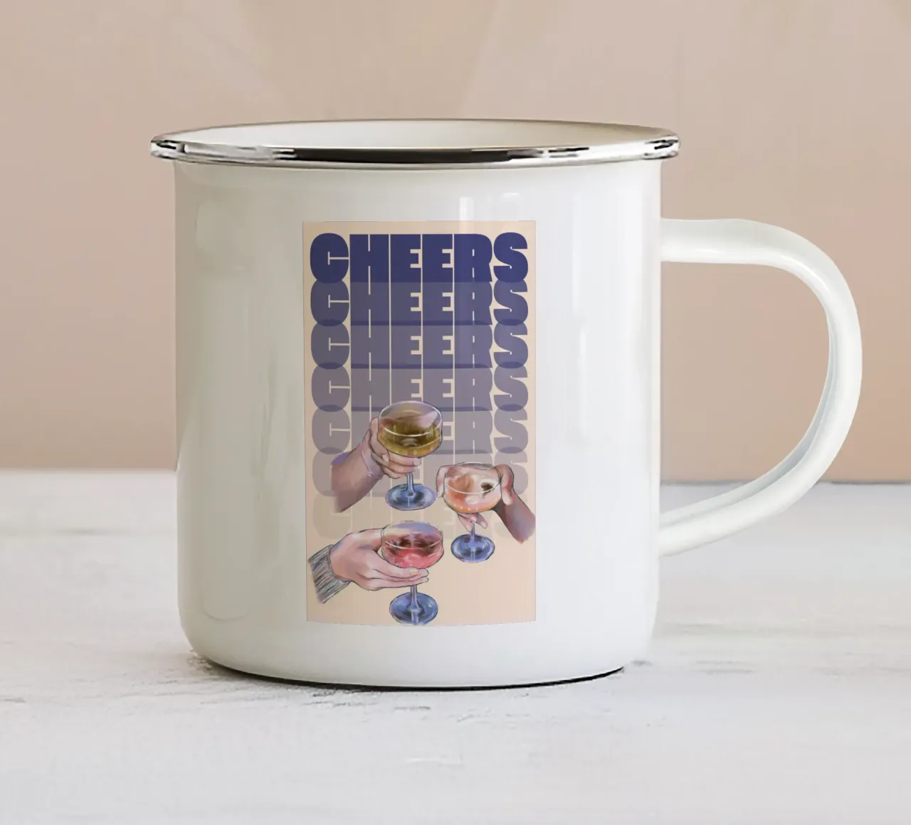 Trio di bicchieri "Cheers" di Aperol, Pop Art tazza in smalto da NorwesClub
