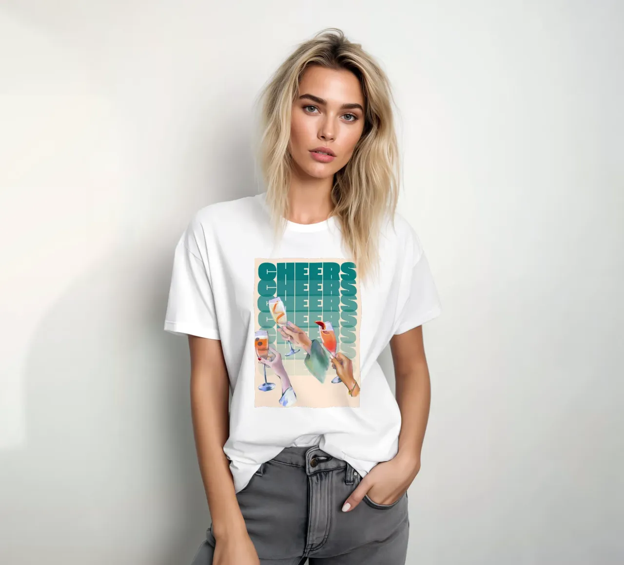 Flute & Cocktail Toast "Cheers" di Aperol, Pop Art t-shirt da NorwesClub