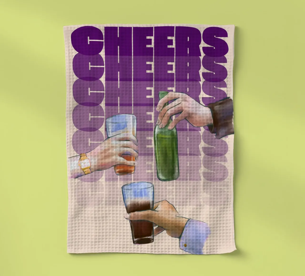 Modern Cheers Art by ArtfulHands - Pop Culture Party Vibes torchon de NorwesClub