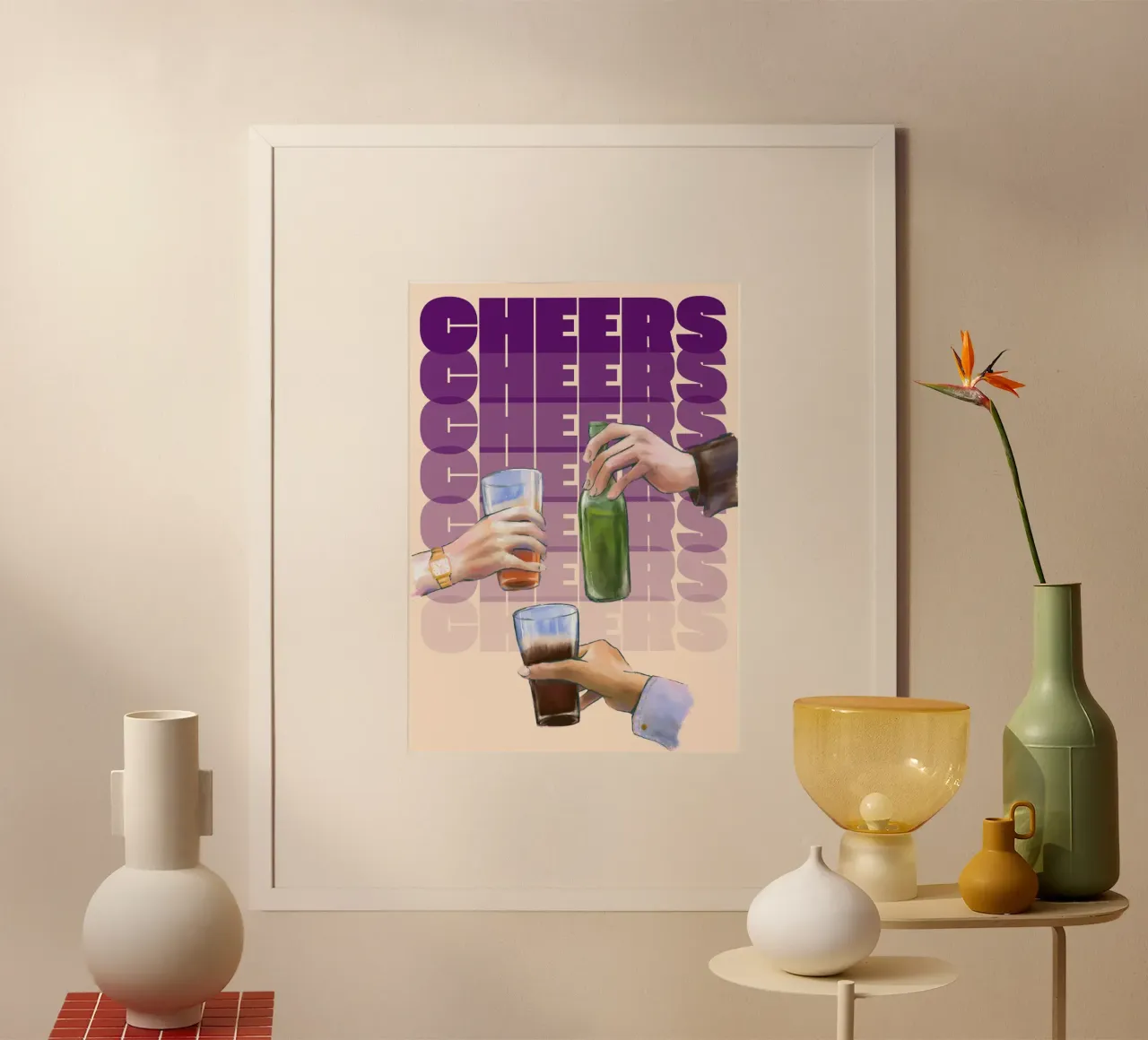 L'arte del tifo moderno di ArtfulHands - Pop Culture Party Vibes poster con telaio in legno da NorwesClub