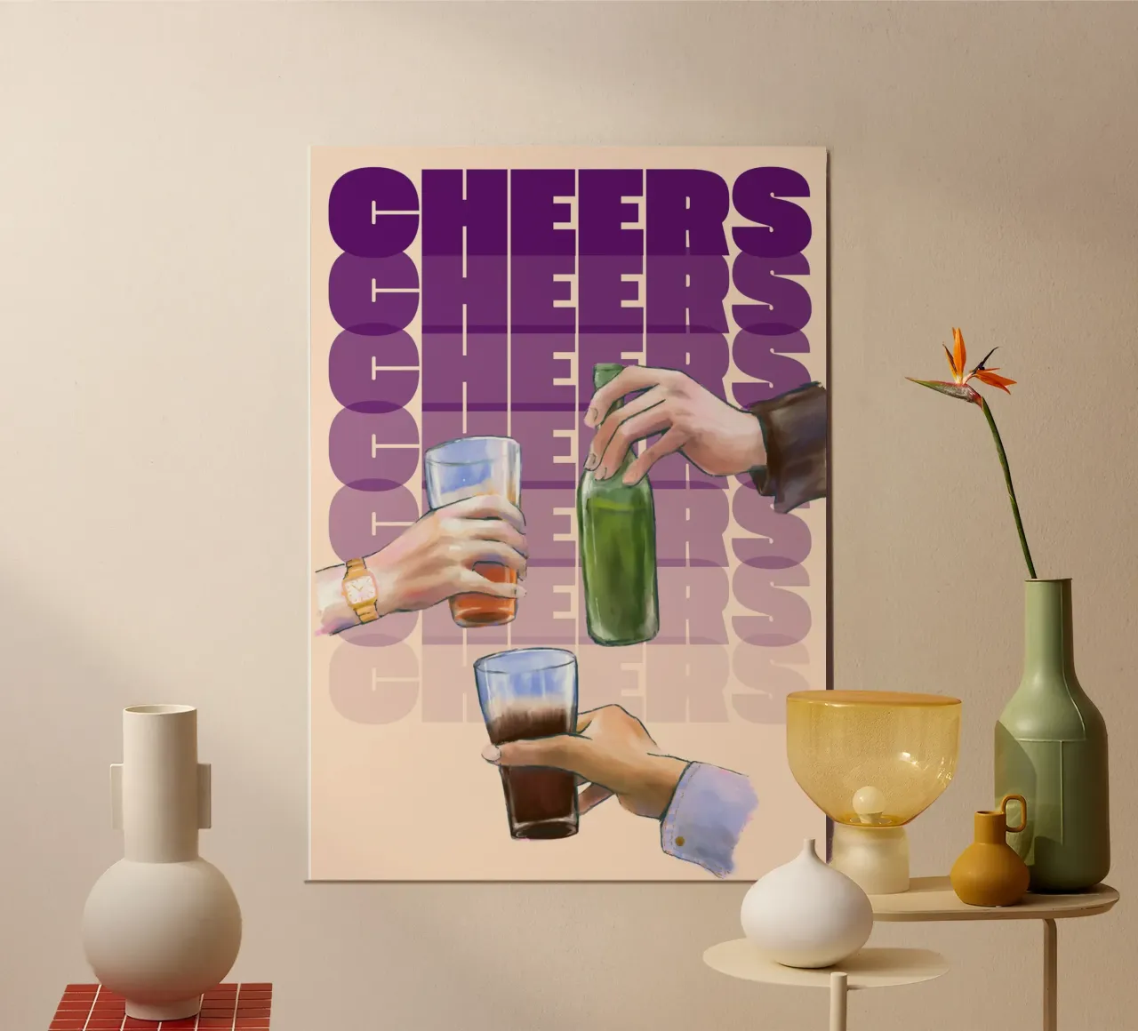 L'arte del tifo moderno di ArtfulHands - Pop Culture Party Vibes poster con telaio in legno da NorwesClub