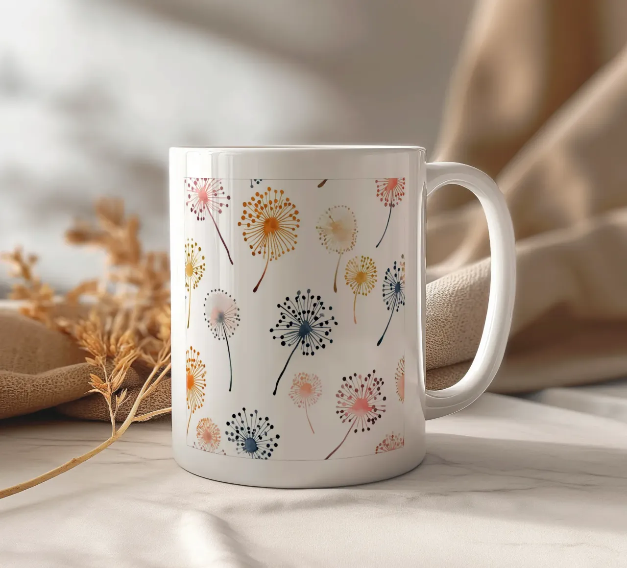 Soffice brezza di denti di leone tazza in ceramica da Botanical Pattern House