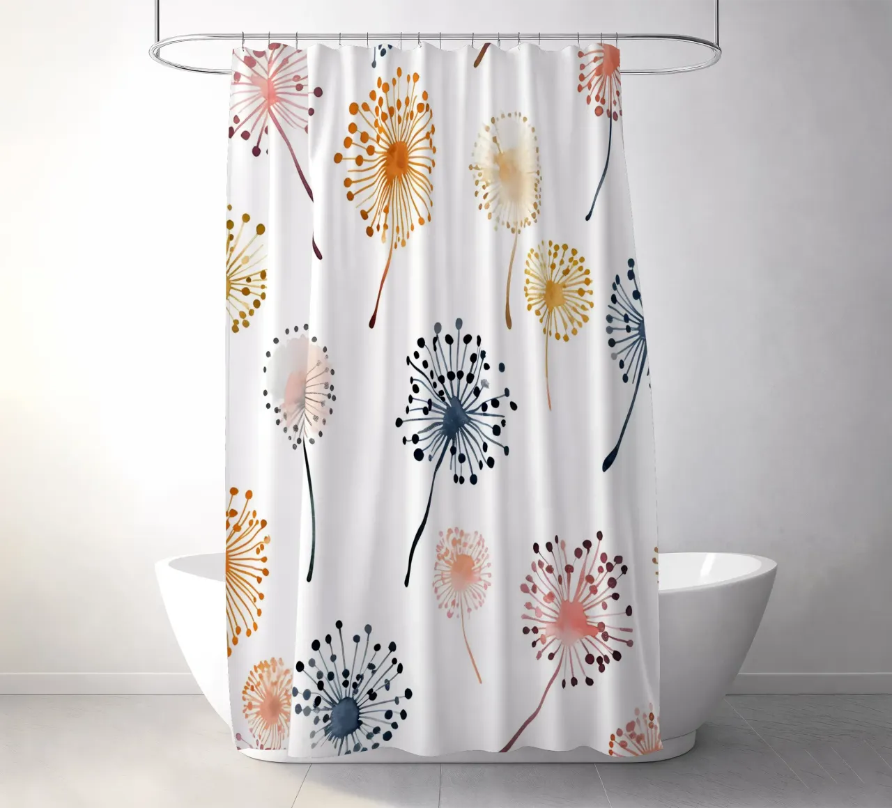 Soffice brezza di denti di leone tenda da doccia da Botanical Pattern House
