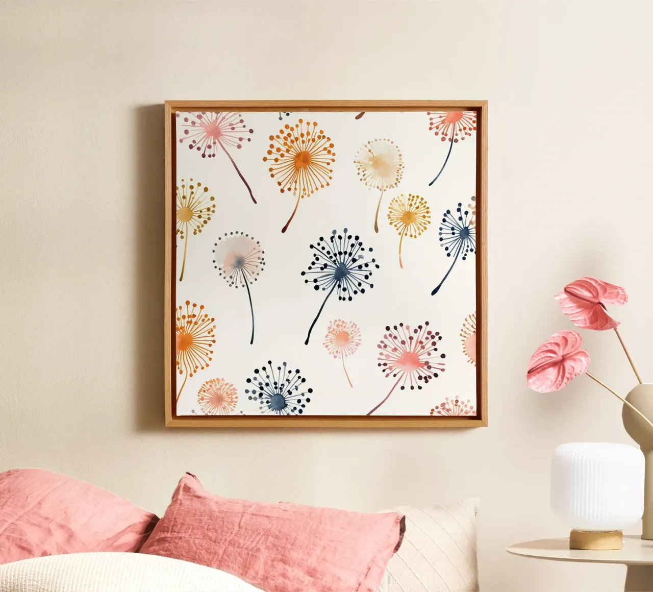 Soffice brezza di denti di leone tela con Cornice a cassetta da Botanical Pattern House