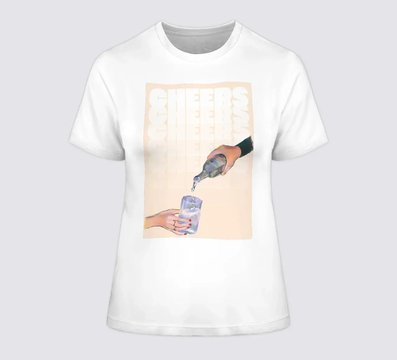 Cheers Pouring by ArtfulHands - Abstract Liquid Refreshment women's fitted t-shirt by NorwesClub