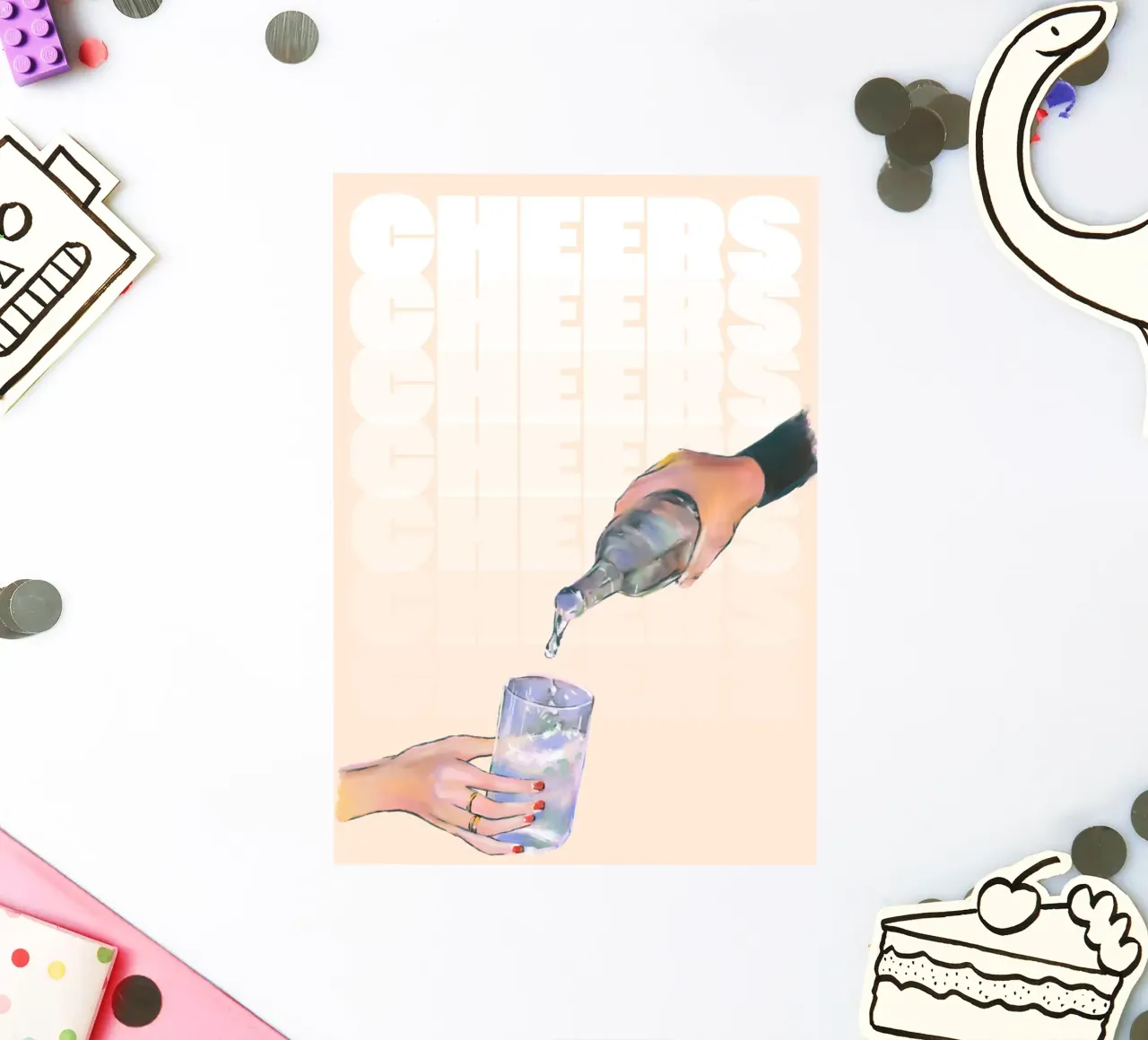 Cheers Versing by ArtfulHands - Rafraîchissement liquide abstrait autocollant de NorwesClub