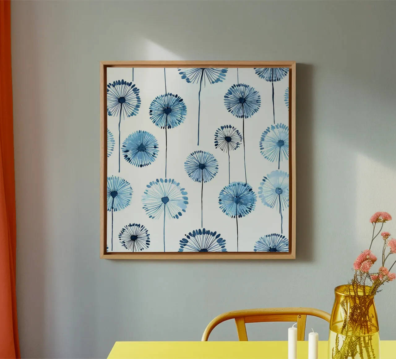Soffice brezza di denti di leone tela con Cornice a cassetta da Botanical Pattern House