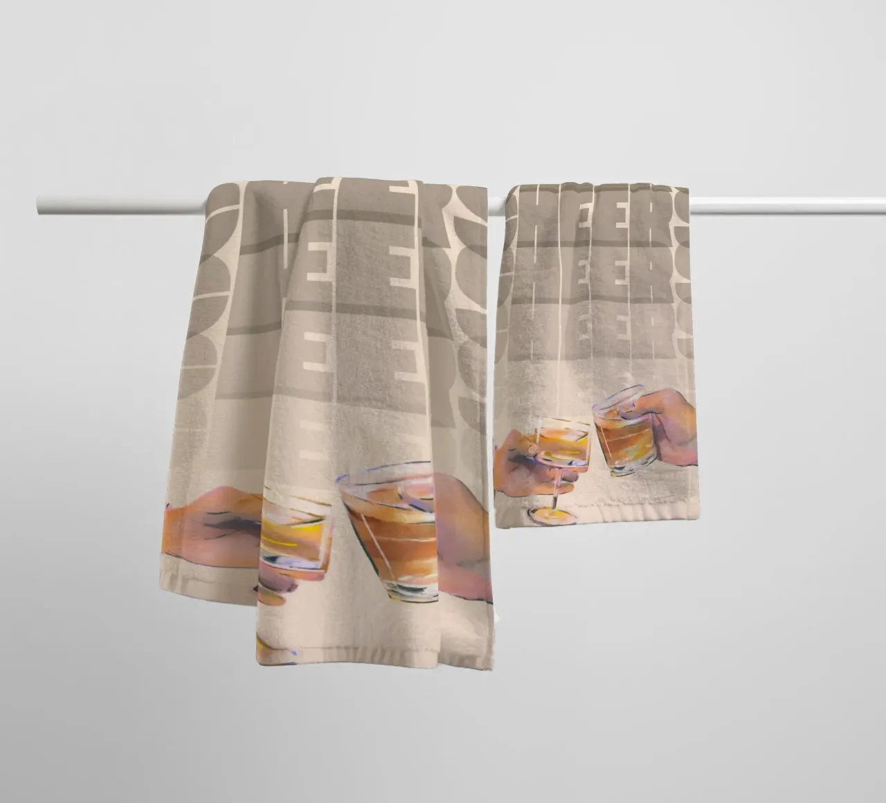 Brindisi per l'ora d'oro di ArtfulHands - Pop Art per una celebrazione moderna asciugamano da bagno da NorwesClub