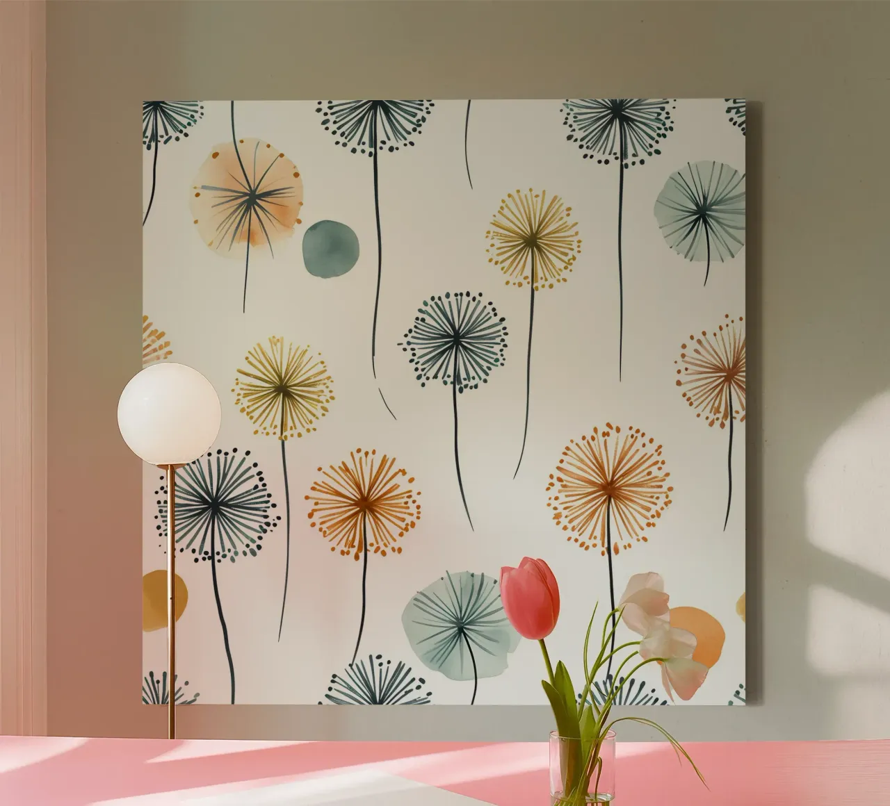 Soft Breeze Dandelions canvas by Botanical Pattern House