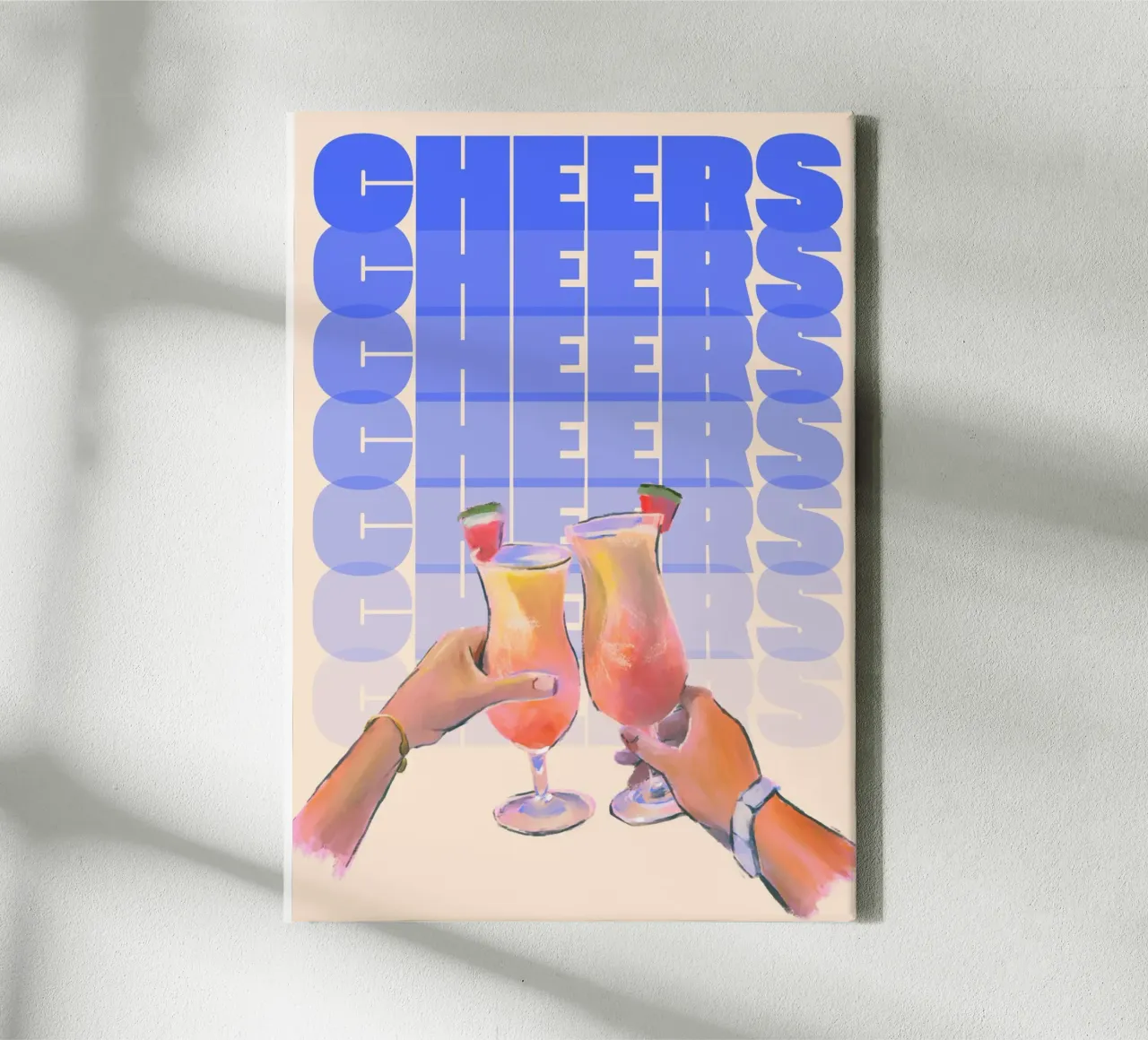 Summer Vibes Cheers di ArtfulHands - Pop art di bevande tropicali tela con Cornice a cassetta da NorwesClub