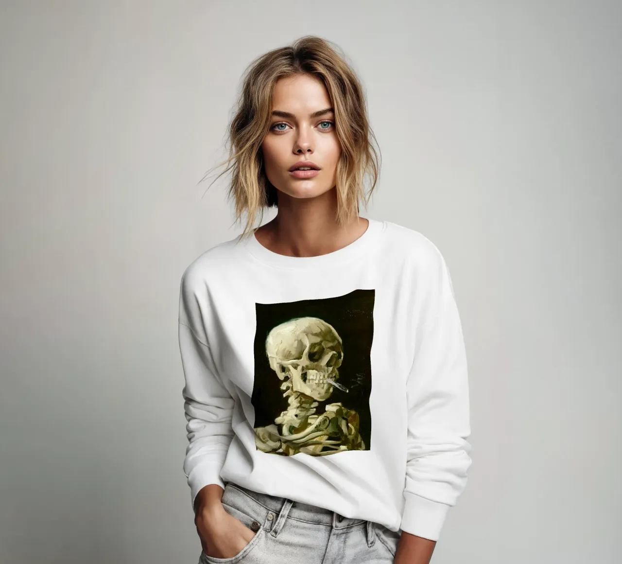Vincent van Gogh – Head of a Skeleton with a Burning Cigaret sweatshirt by Venus Art