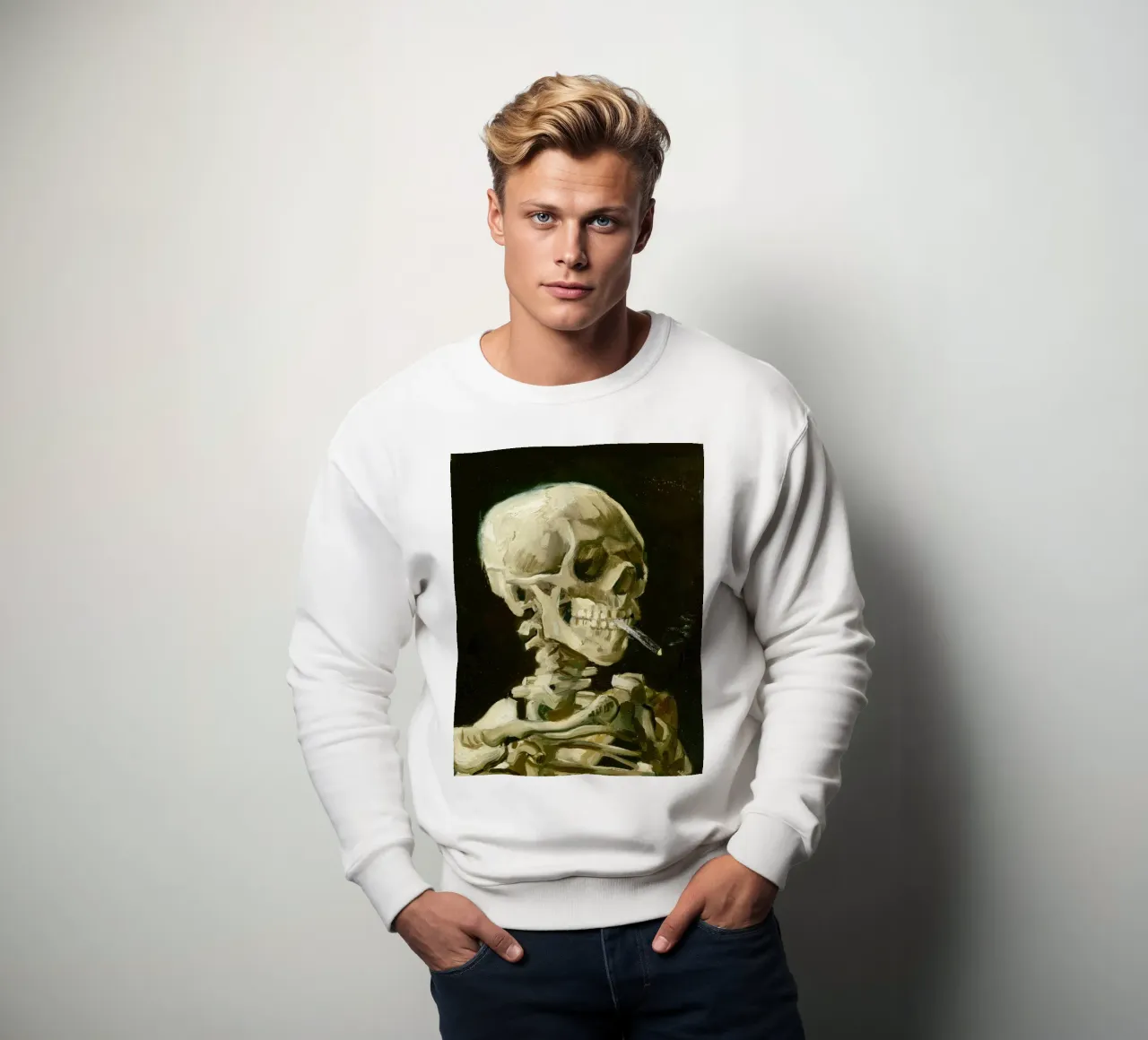 Vincent van Gogh – Head of a Skeleton with a Burning Cigaret sweatshirt by Venus Art