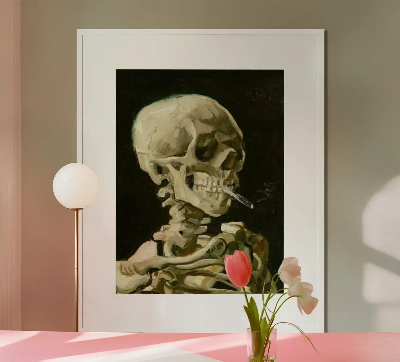 Vincent van Gogh - Testa di scheletro con sigaretta accesa poster da Venus Art