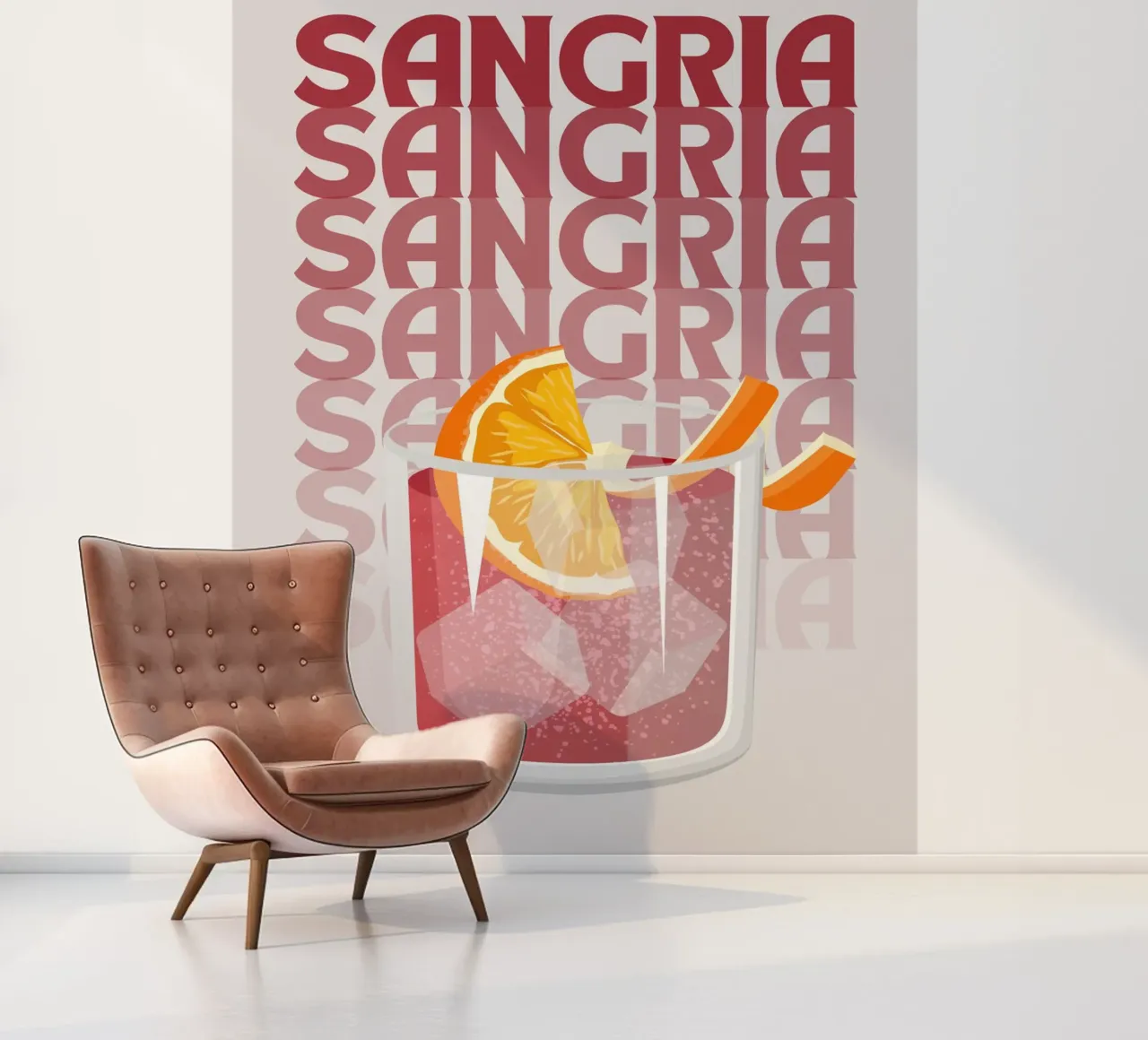 "Sangria Pop Art Print - Poster di bevande estive e fruttate". carta da parati fotografica da NorwesClub
