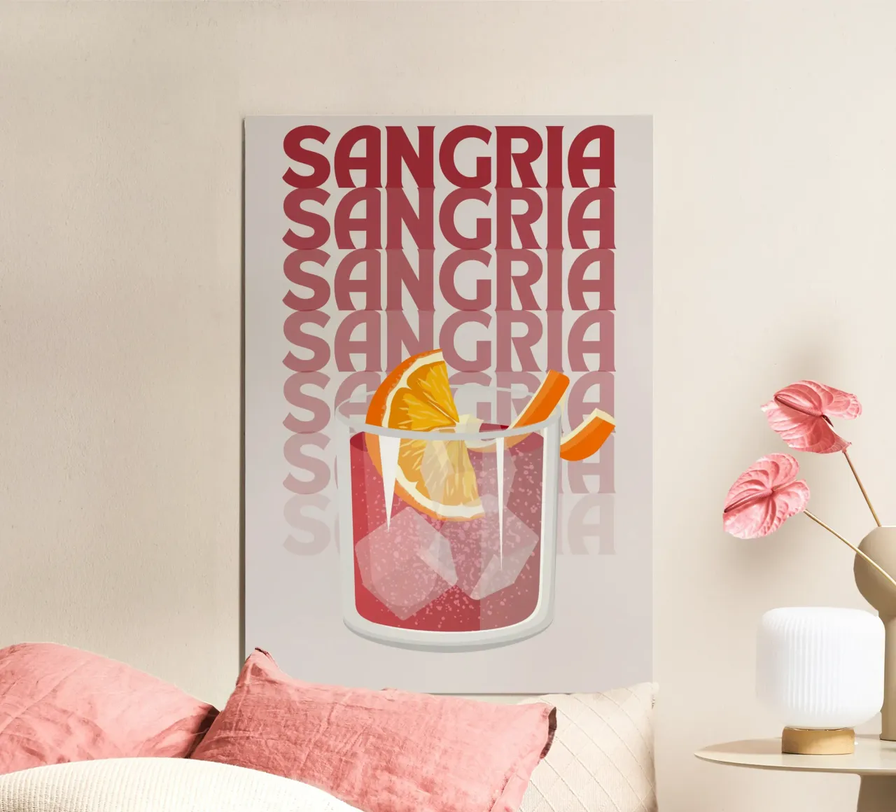 "Sangria Pop Art Print - Poster di bevande estive e fruttate". alluminio dibond da NorwesClub