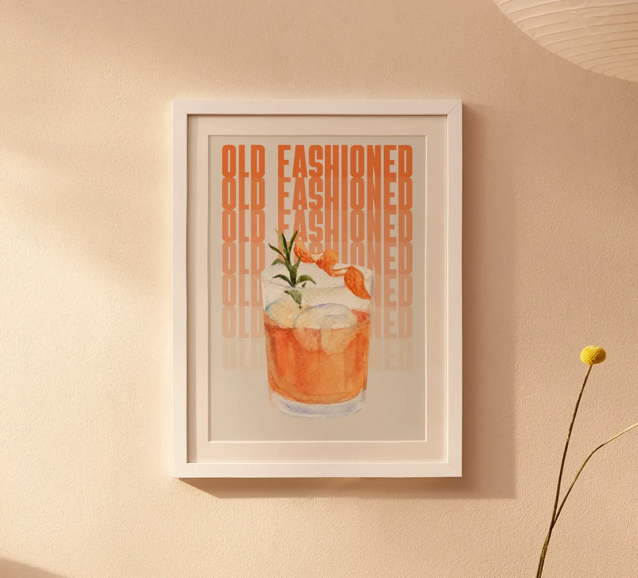 Old Fashioned Print - Cóctel clásico de whisky en acuarela Ar poster de NorwesClub