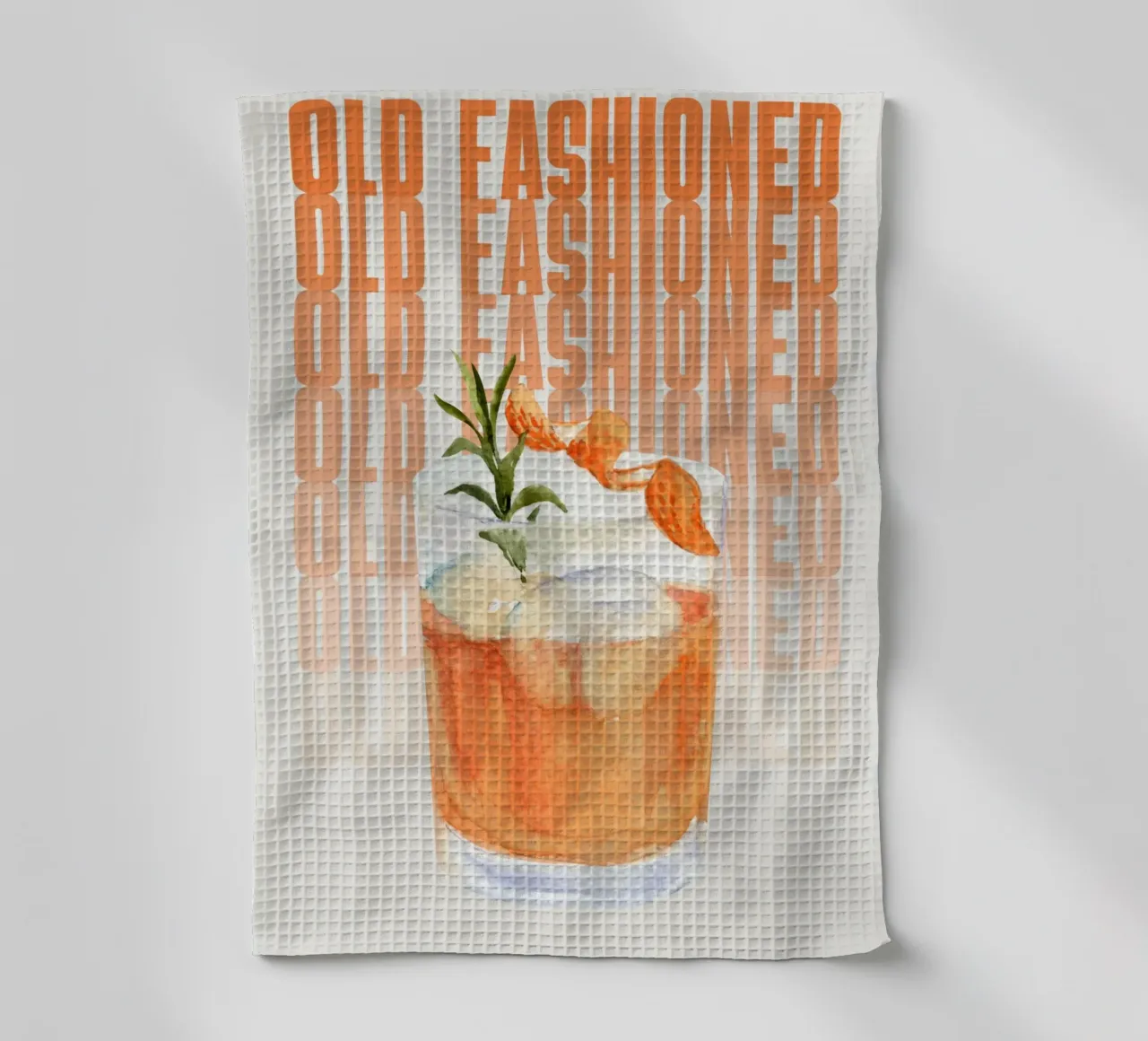 Old Fashioned Print - Cóctel clásico de whisky en acuarela Ar paño de cocina de NorwesClub