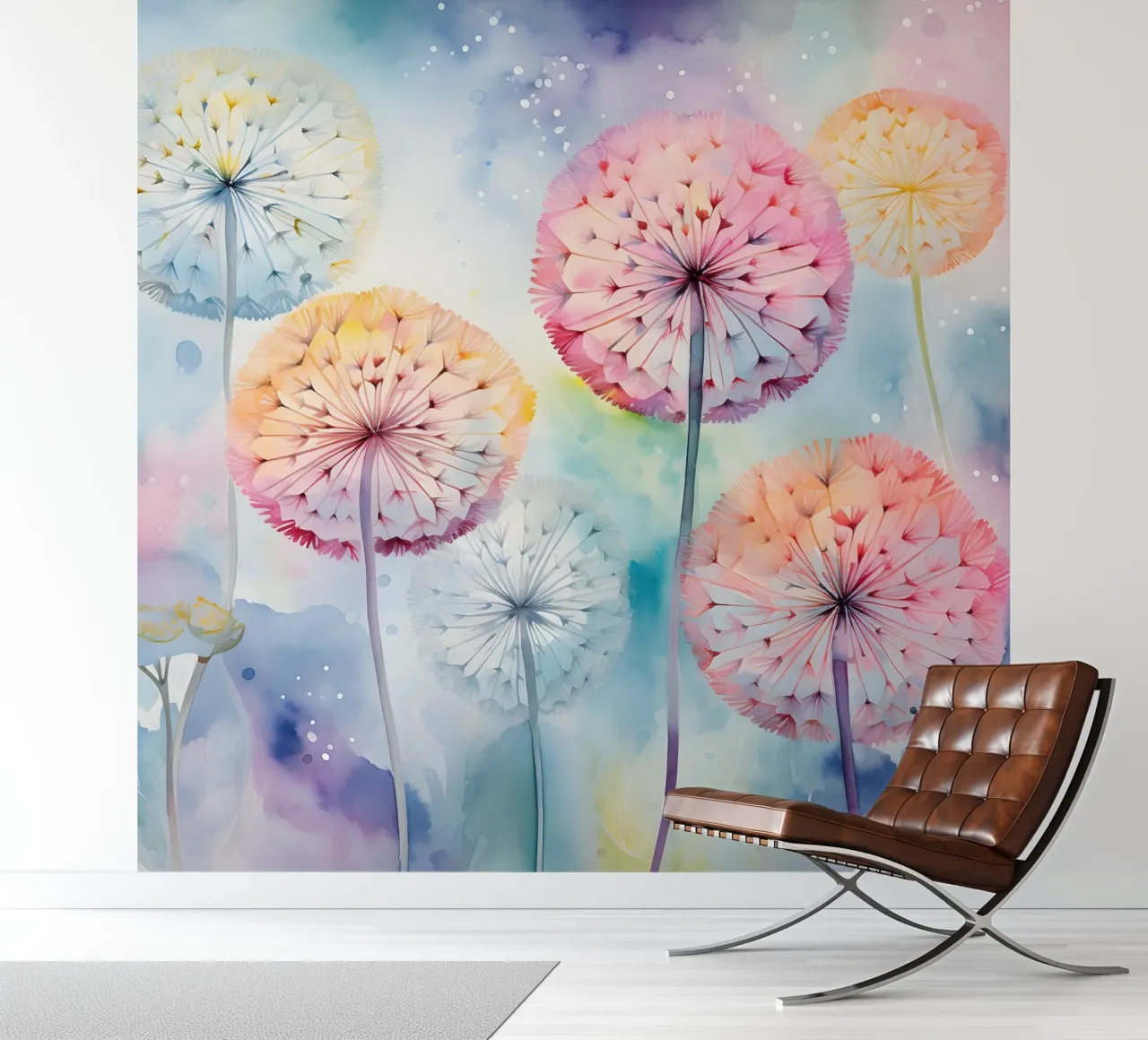 Whimsical Dandelion Whispers photo wallpaper by Botanical Pattern House