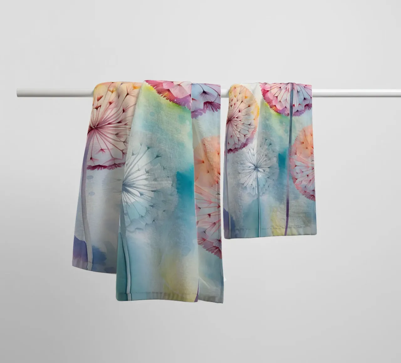 Whimsical Dandelion Whispers towel by Botanical Pattern House