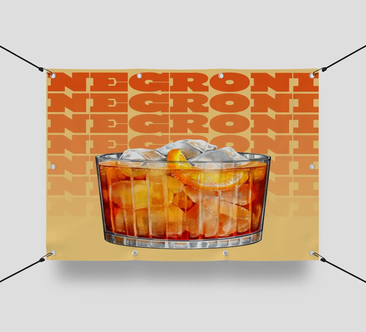 Stampa Negroni - Aperitivo italiano, acquerello d'arte da bar telo in pvc da NorwesClub