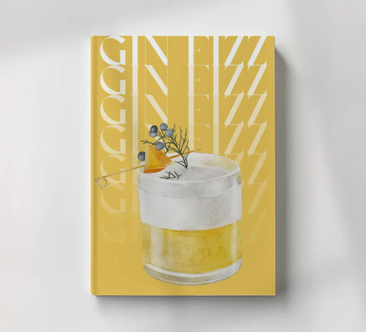Gin Fizz Print - Frothy Watercolor Cocktail Wall Art notebook by NorwesClub