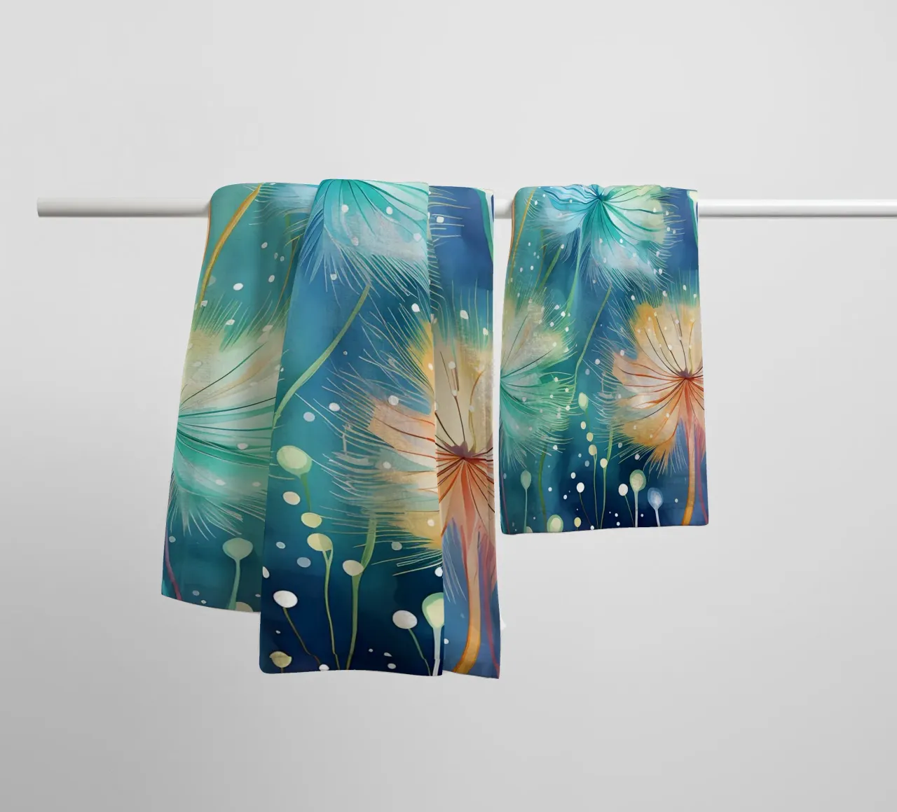 Whimsical Dandelion Whispers towel by Botanical Pattern House