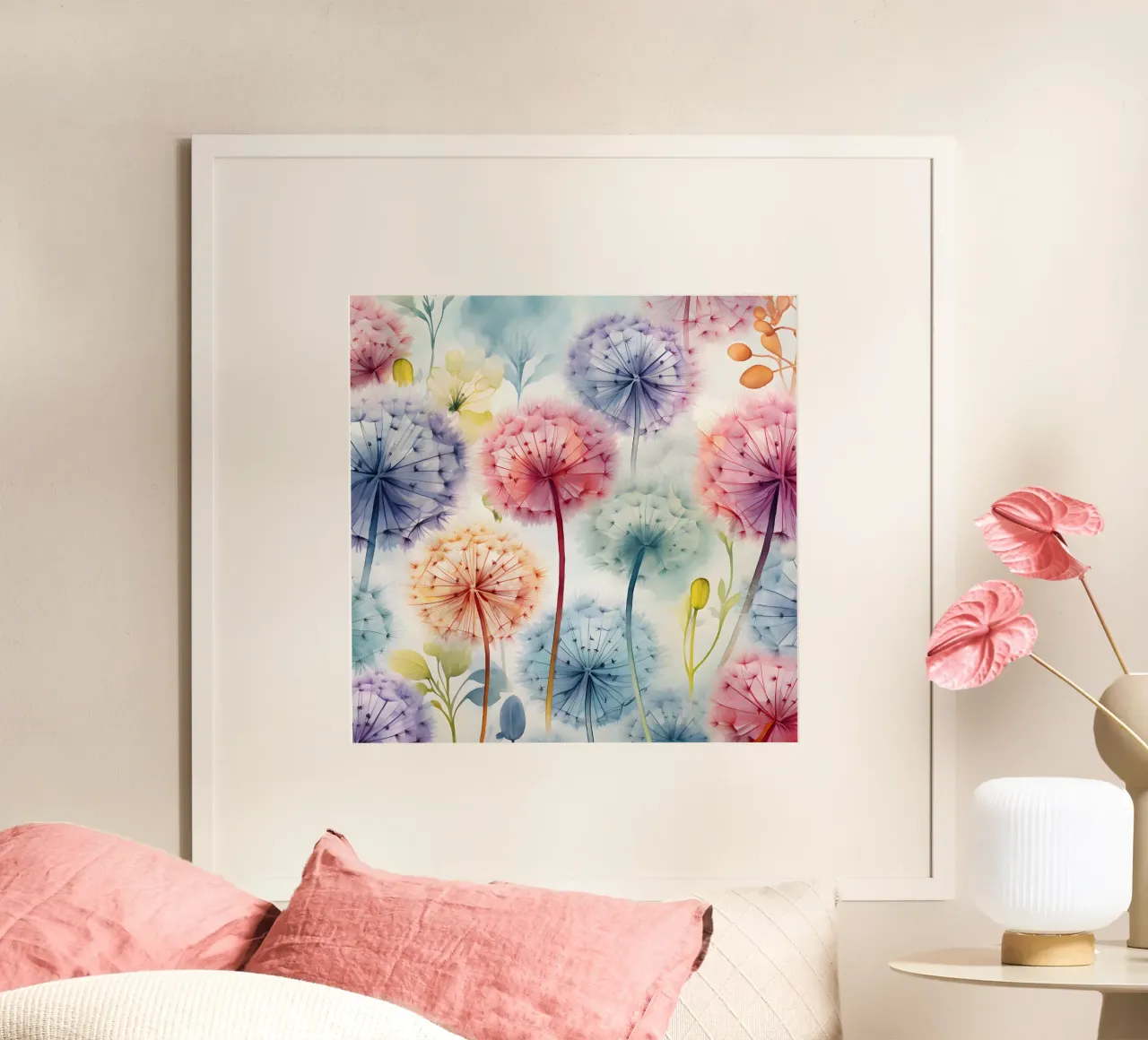 Susurros caprichosos de diente de león poster de Botanical Pattern House