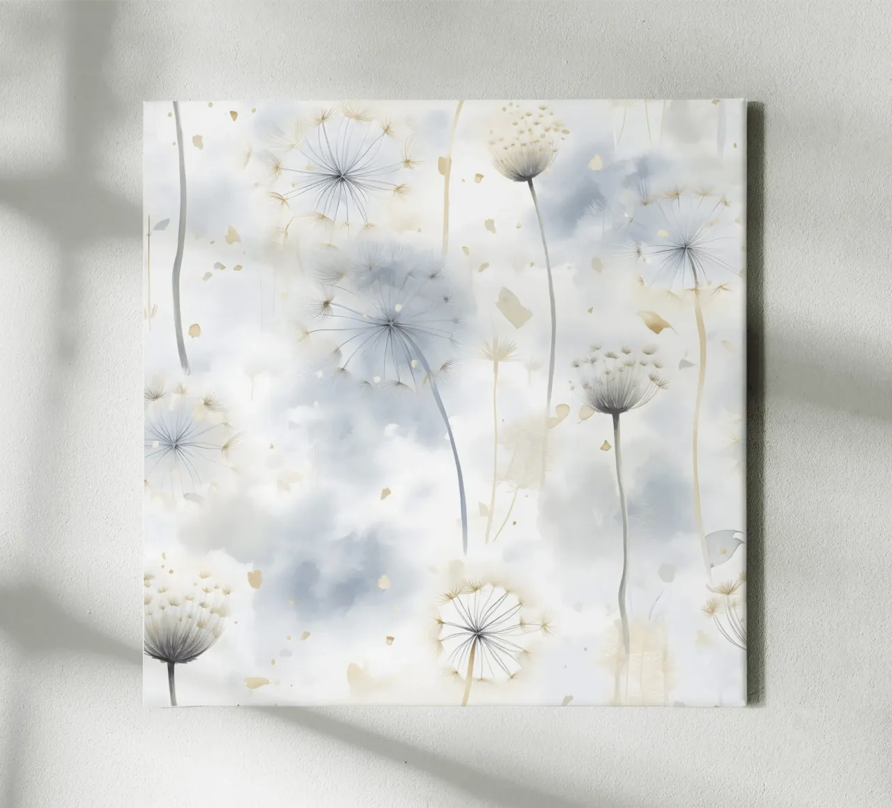 Whispers of Dandelions canvas with Floater frame by Botanical Pattern House