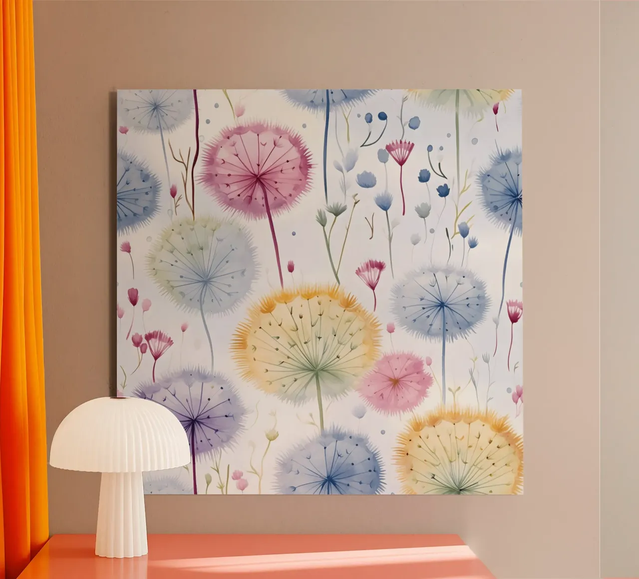 Whispers of Dandelions alu-dibond by Botanical Pattern House