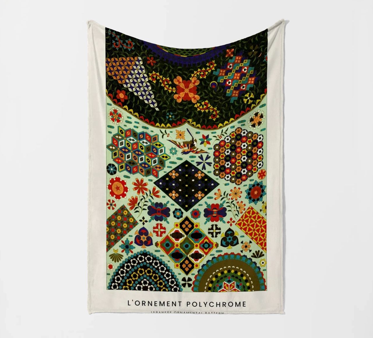 Racinet -  Japanese Ornamental Pattern fleece blanket by Vintage by JUNIQE