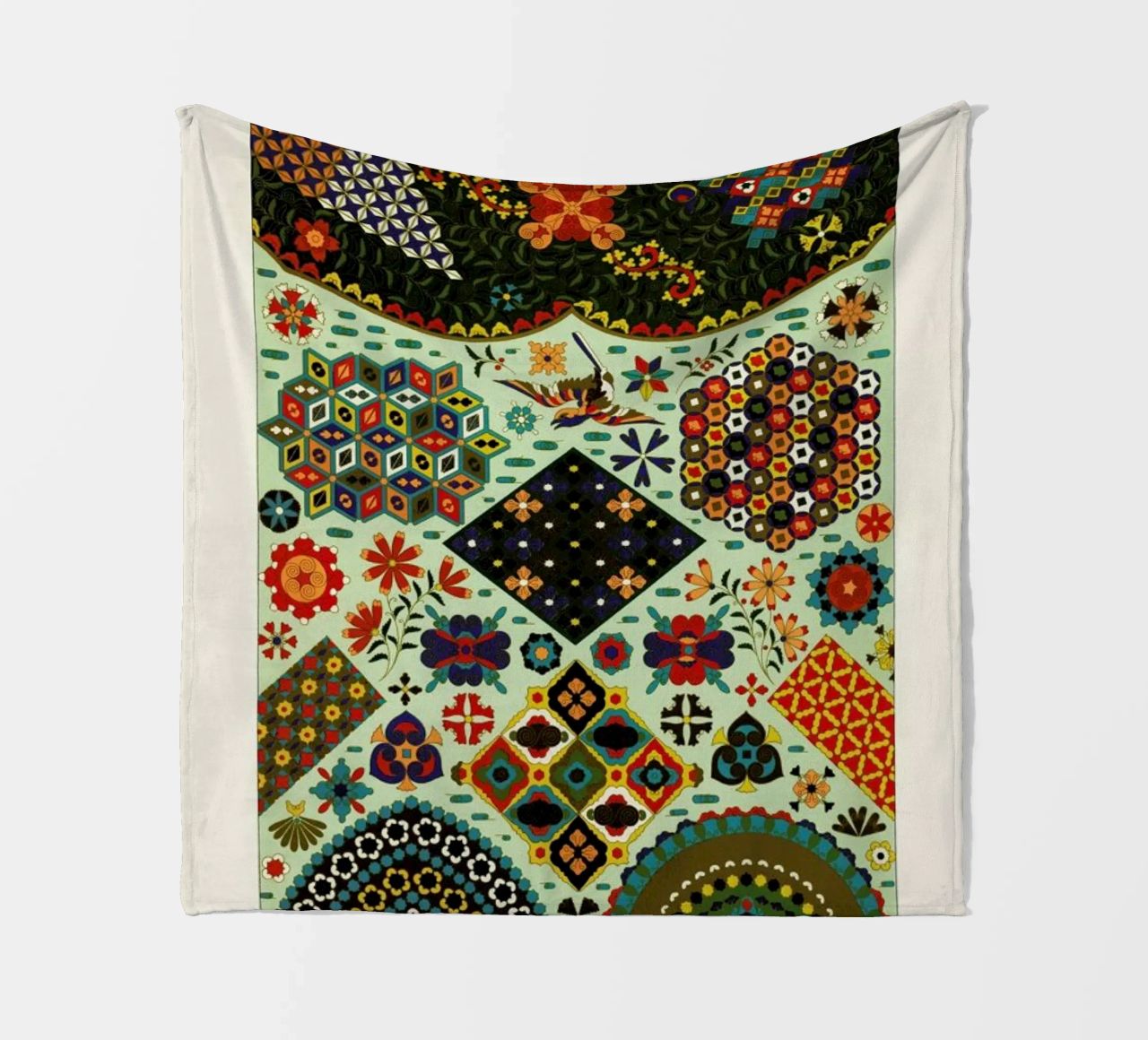 Racinet -  Japanese Ornamental Pattern fleece blanket by Vintage by JUNIQE