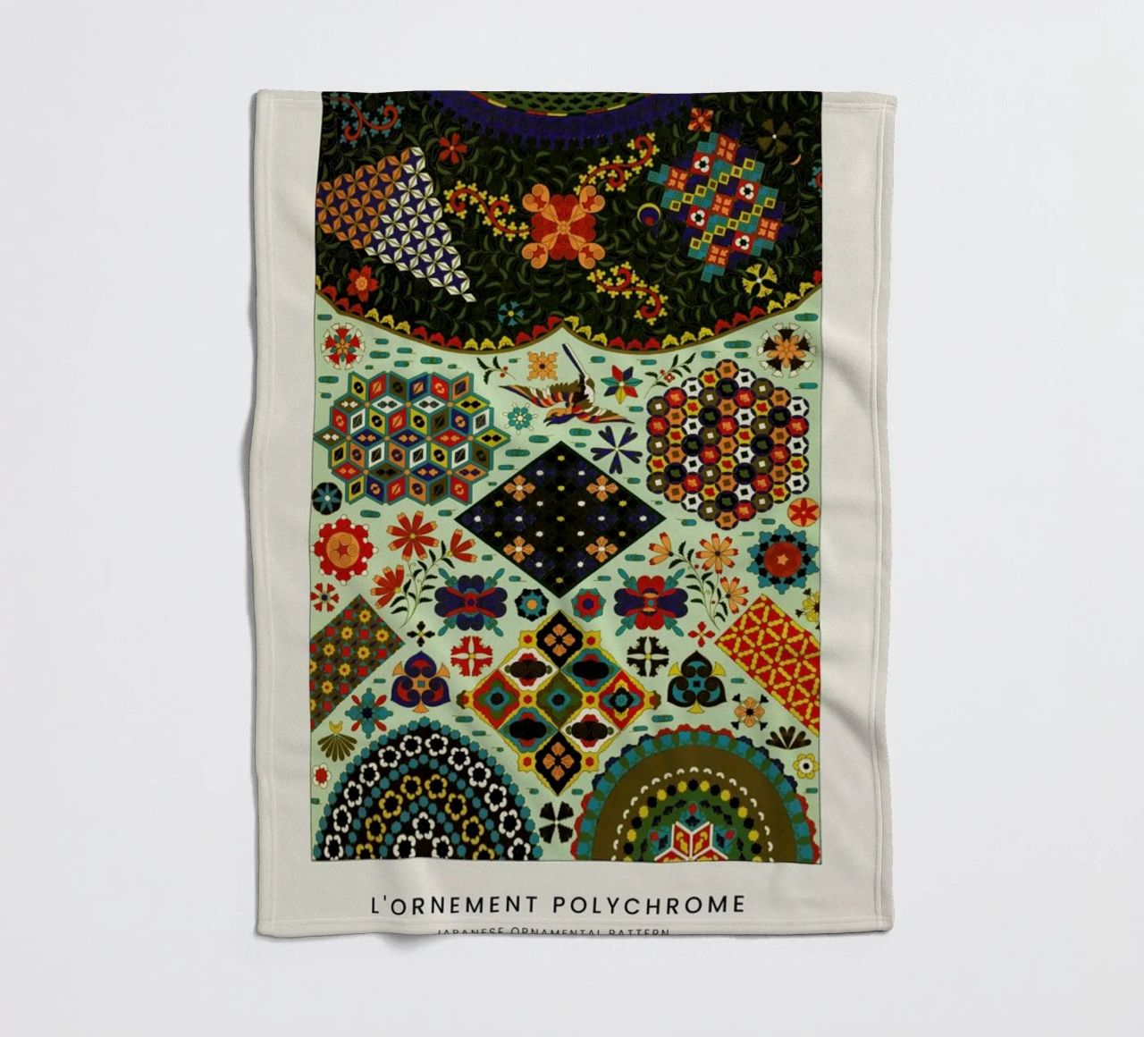 Racinet -  Japanese Ornamental Pattern fleece blanket by Vintage by JUNIQE