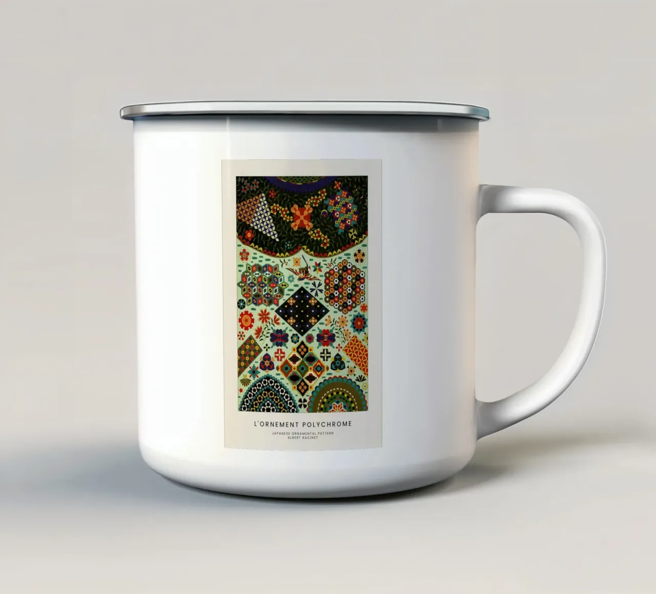 Racinet -  Japanese Ornamental Pattern emaille mok van Vintage by JUNIQE
