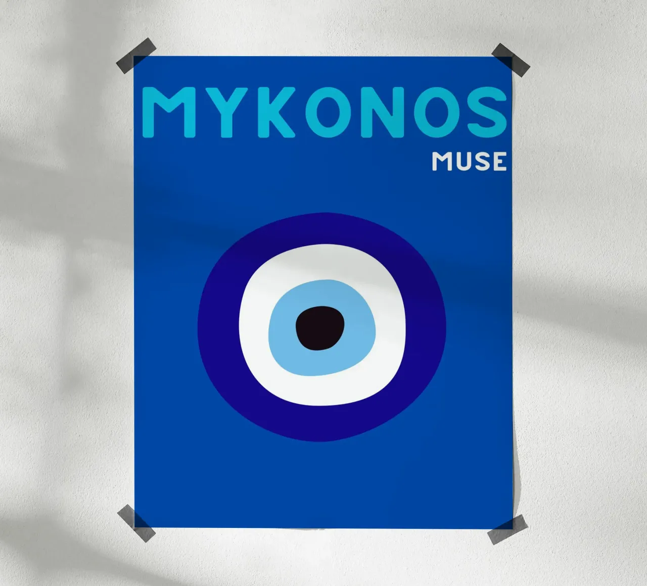 Póster de viaje Mykonos Muse - Evil Eye Pop Art Print poster de NorwesClub