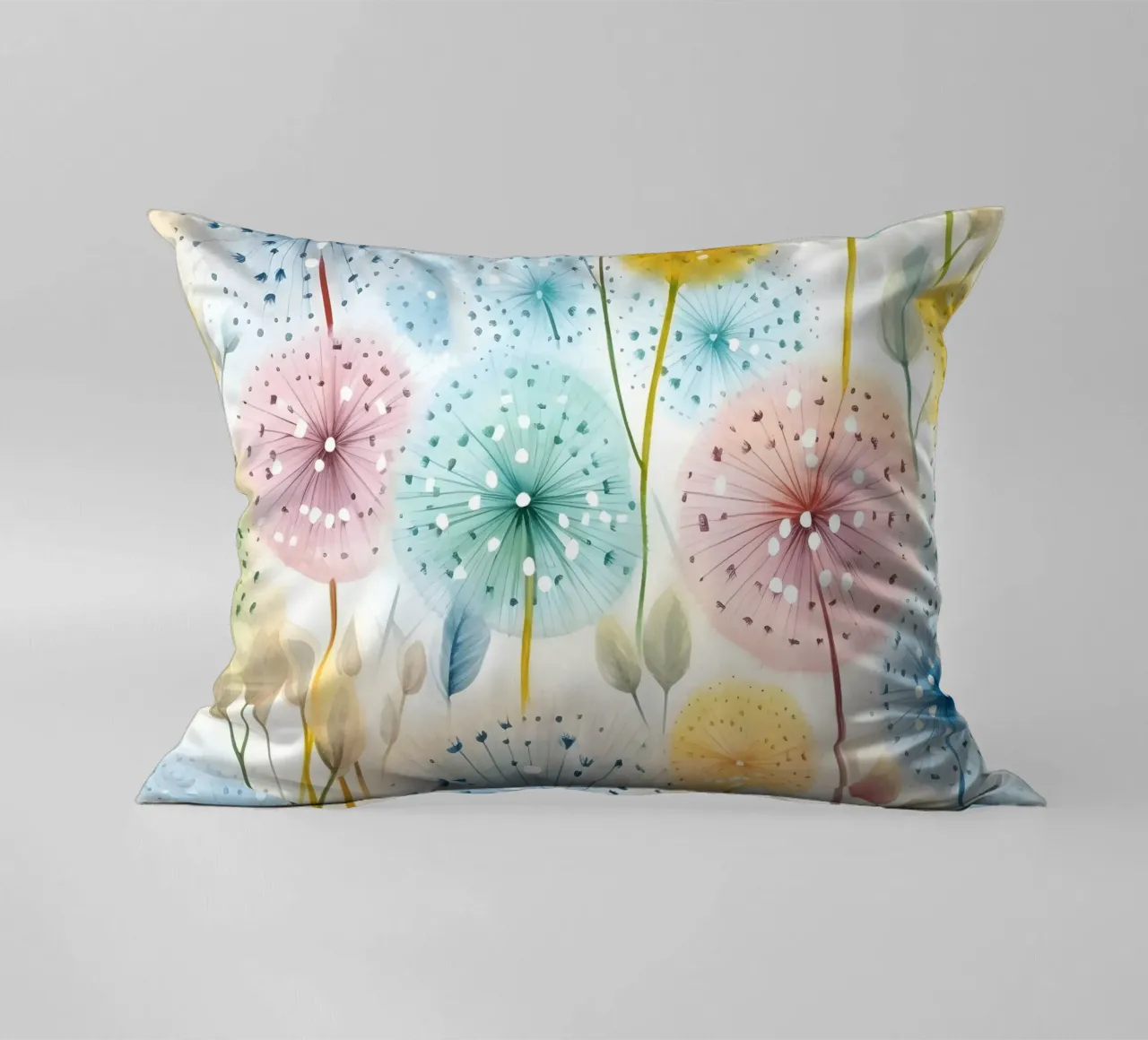 Whispers of Dandelions decorative cushion by Botanical Pattern House