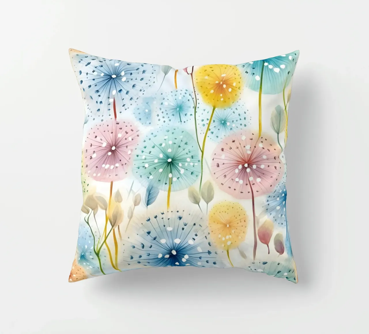 Whispers of Dandelions decorative cushion by Botanical Pattern House