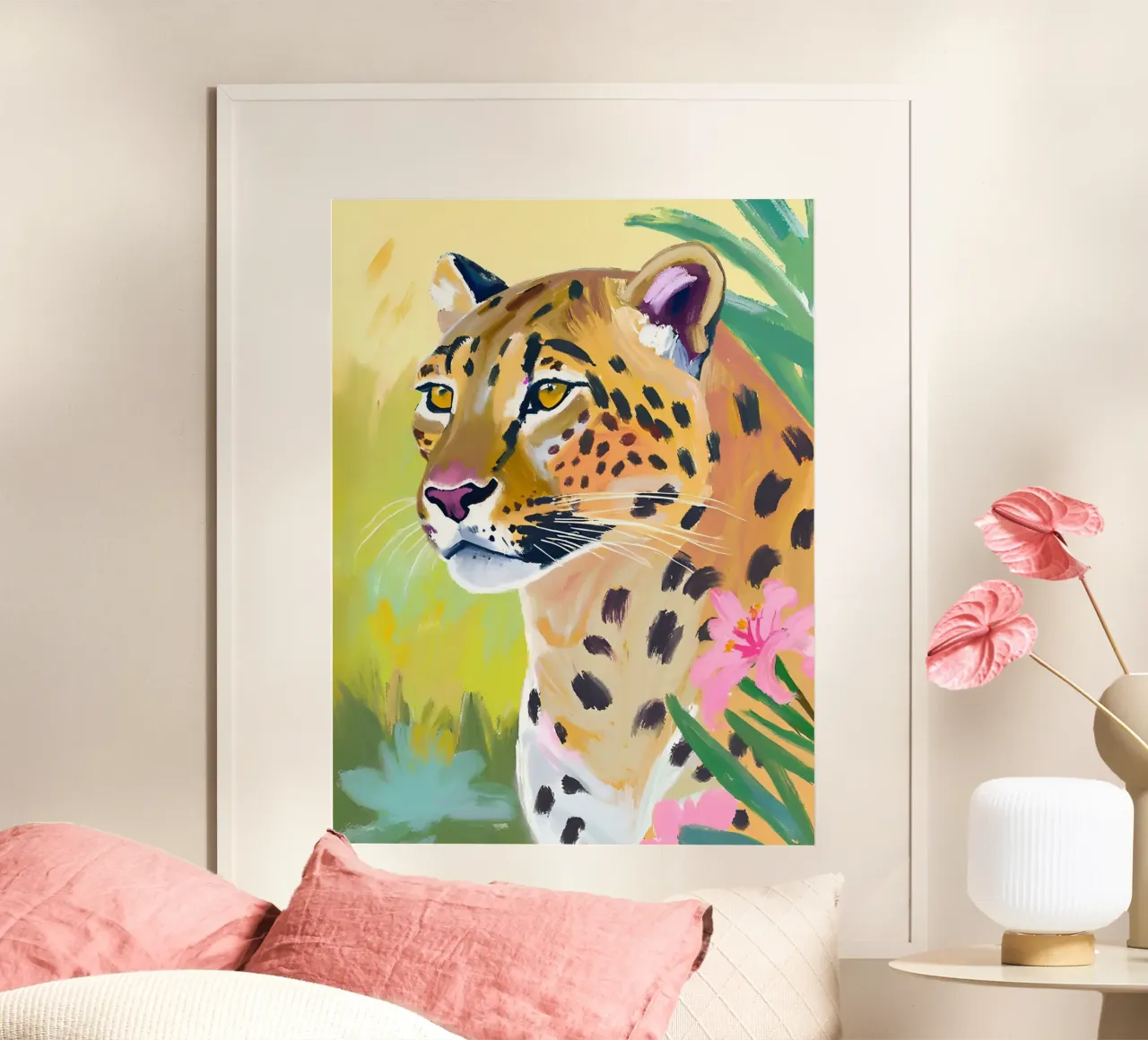 Leopardo sognante in verde tropicale poster da Trinkets NL Design Studio