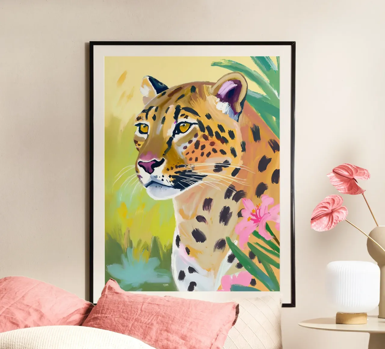 Leopardo sognante in verde tropicale poster da Trinkets NL Design Studio