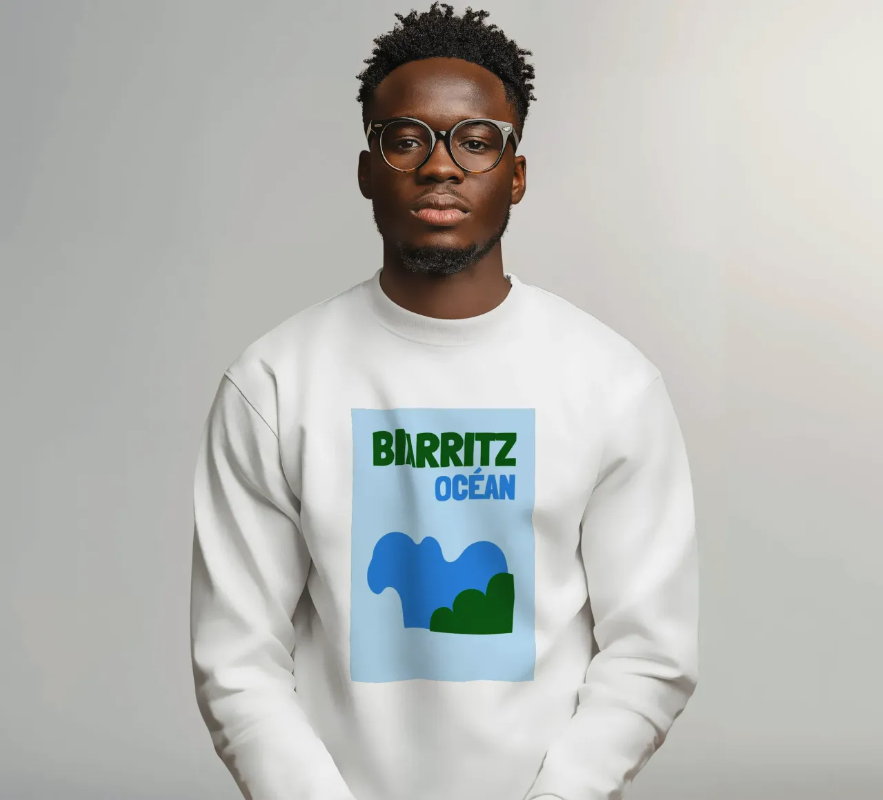 Biarritz Ocean Poster - Abstract Waves, Basque Coast Vibes Sweatshirt von NorwesClub