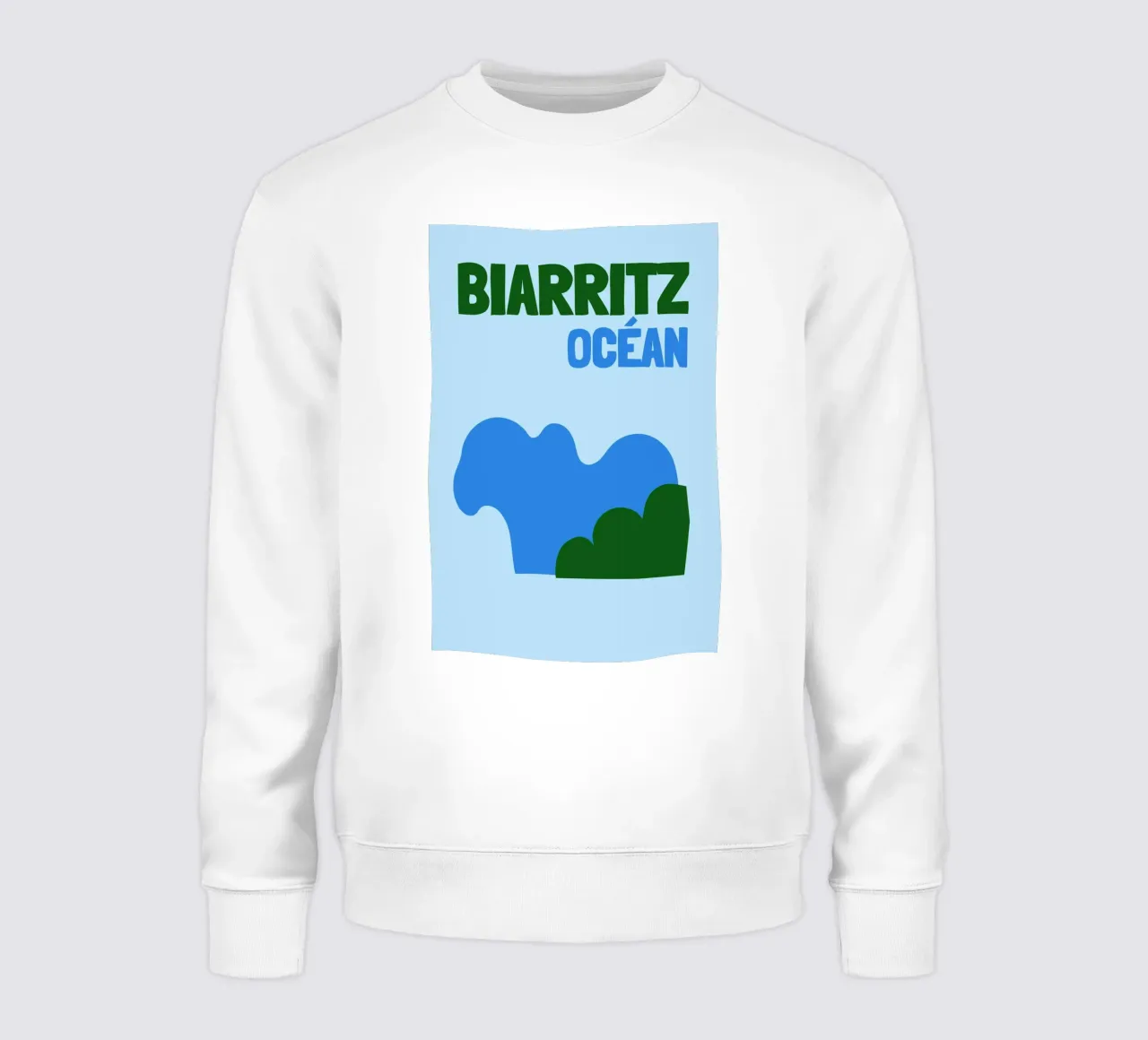 Biarritz Ocean Poster - Abstract Waves, Basque Coast Vibes Sweatshirt von NorwesClub