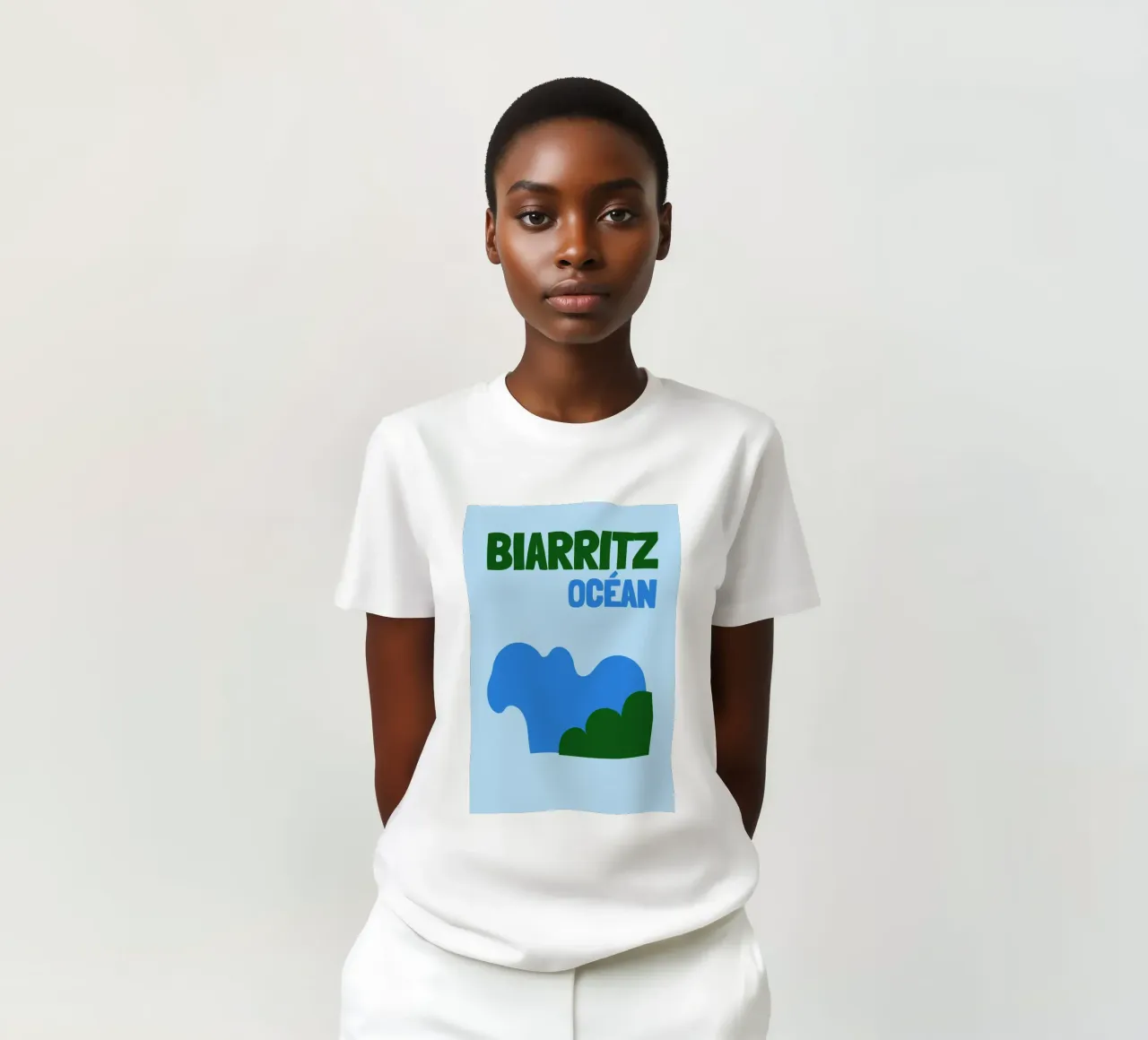Biarritz Ocean Poster - Abstract Waves, Basque Coast Vibes T-Shirt von NorwesClub
