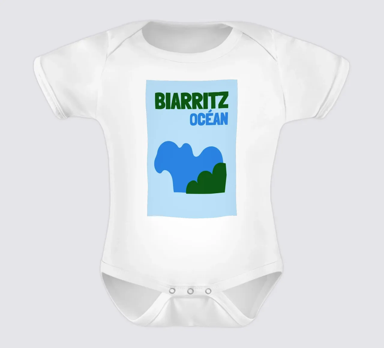 Biarritz Océan Poster - Abstract Waves, Basque Coast Vibes short-sleeve baby romper by NorwesClub